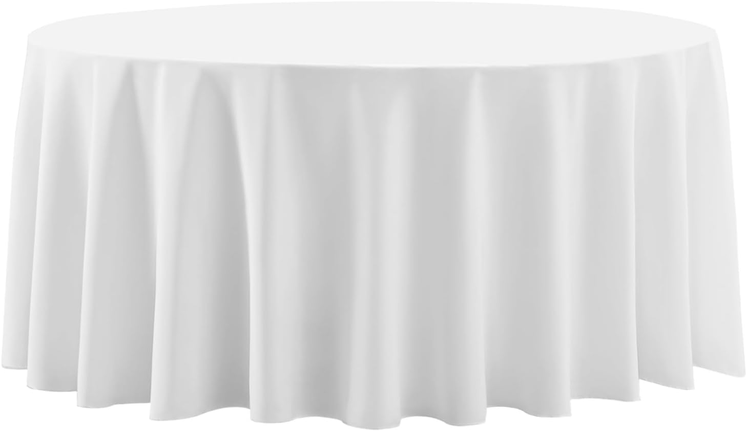 Aocoz Round Tablecloth 120 Inch 6 Pack White Tablecloths Washable Decorative Linen Polyester Table Clothes Cover for Dining Table Banquets Buffet