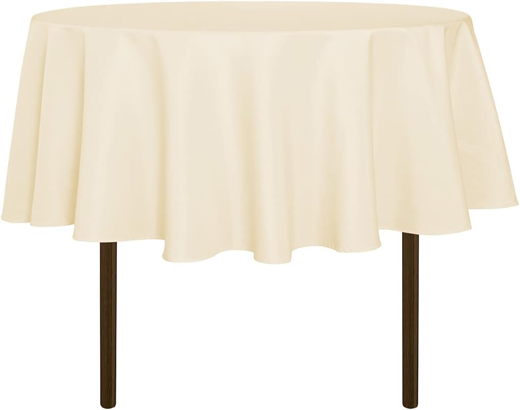sancua 6 Pack Round Tablecloth 120 Inch White, Stain and Wrinkle Resistant Table Cloth - Washable Polyester Table Cover for Dining Tables