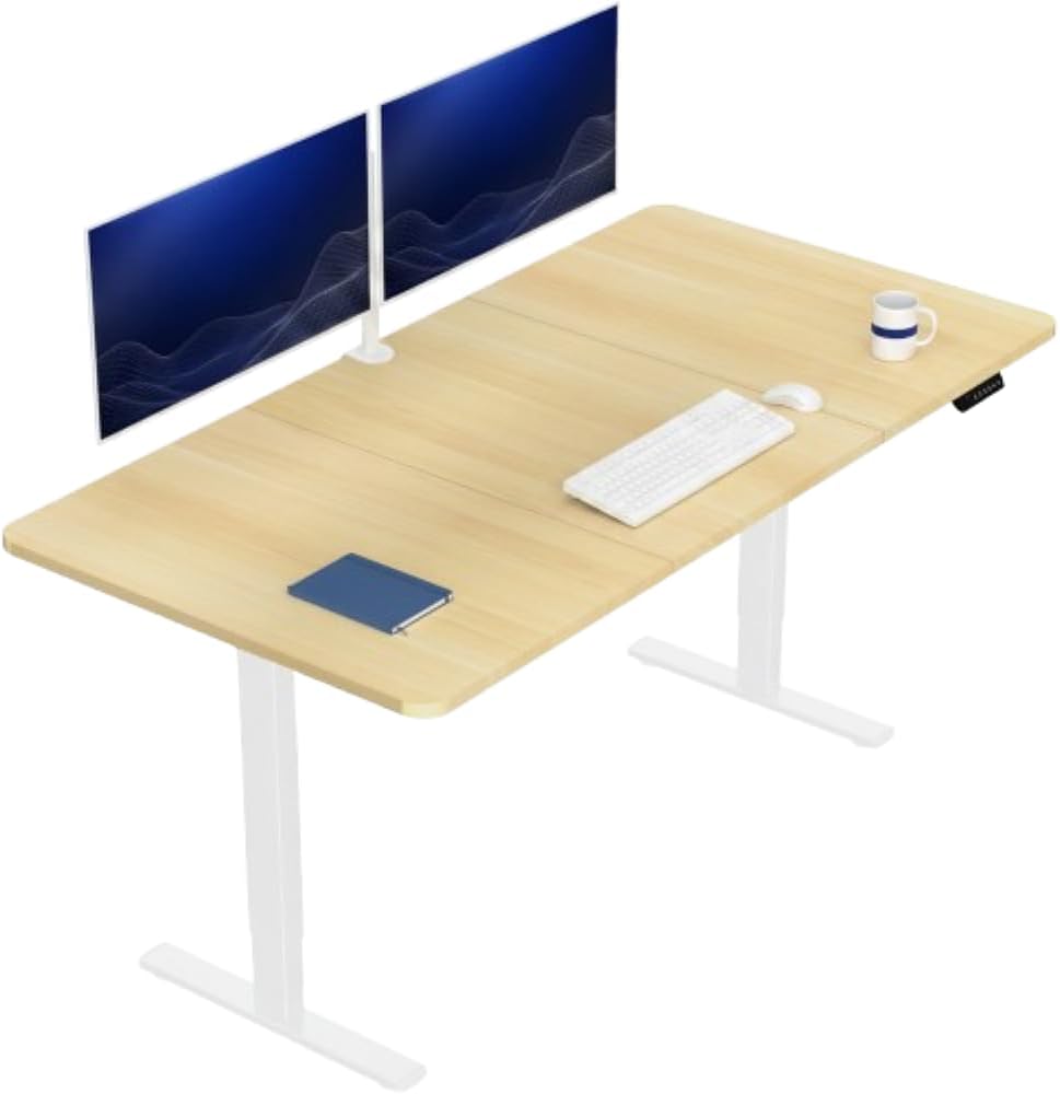 VIVO Electric 63 x 32 in Standing Desk, Memory Height Adjustment, 1B Series, Holds 220 lbs, Dark Walnut Top Black Frame, DESK-KIT-1B1D