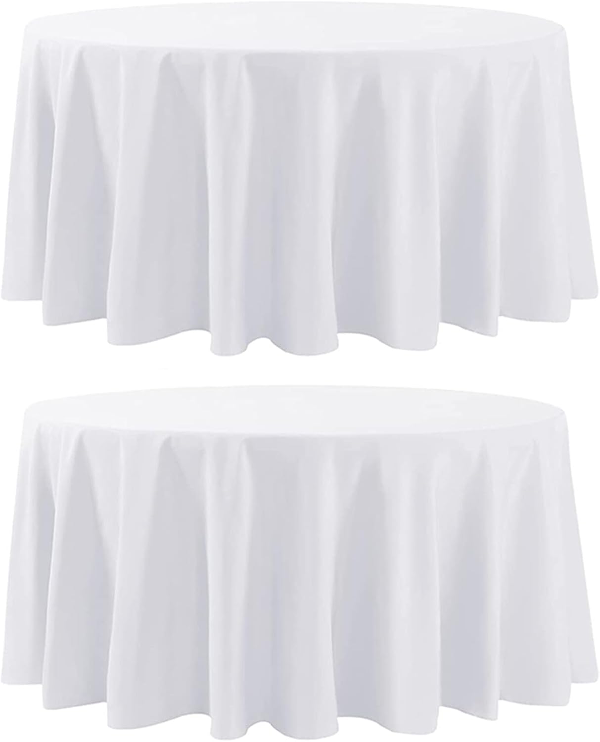 Aocoz Round Tablecloth 120 Inch 6 Pack White Tablecloths Washable Decorative Linen Polyester Table Clothes Cover for Dining Table Banquets Buffet