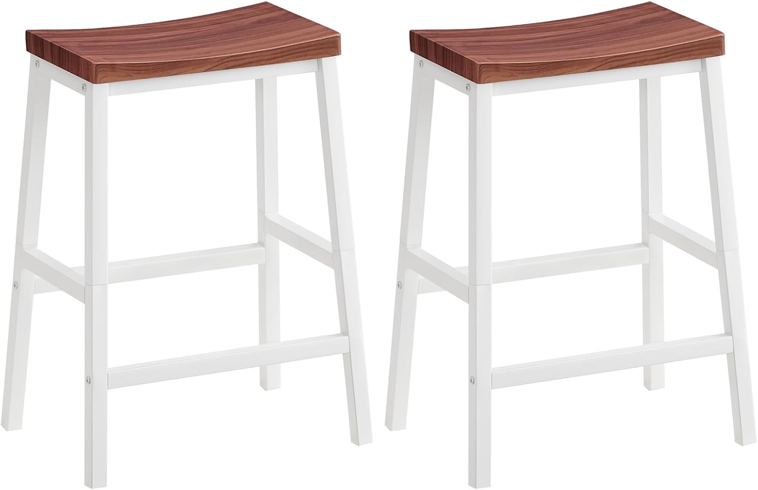 HOOBRO Bar Stools, Set of 2 Bar Chairs, 23.6 Inch Saddle Stools, Kitchen Counter Seat with Footrests, Industrial Barstools for Dining Room, Kitchen