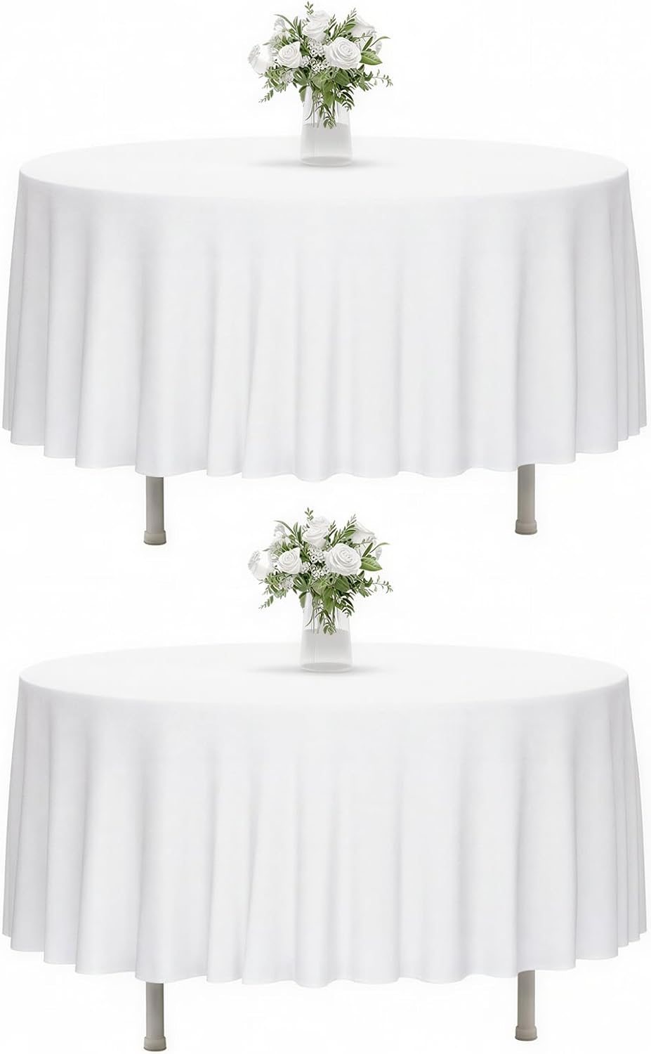 Fixwal 120 Inch Black Round Tablecloth, 6 Pack Round Table Cloth Polyester Fabric Washable Table Covers for New Year Decorations, Party, Banquet