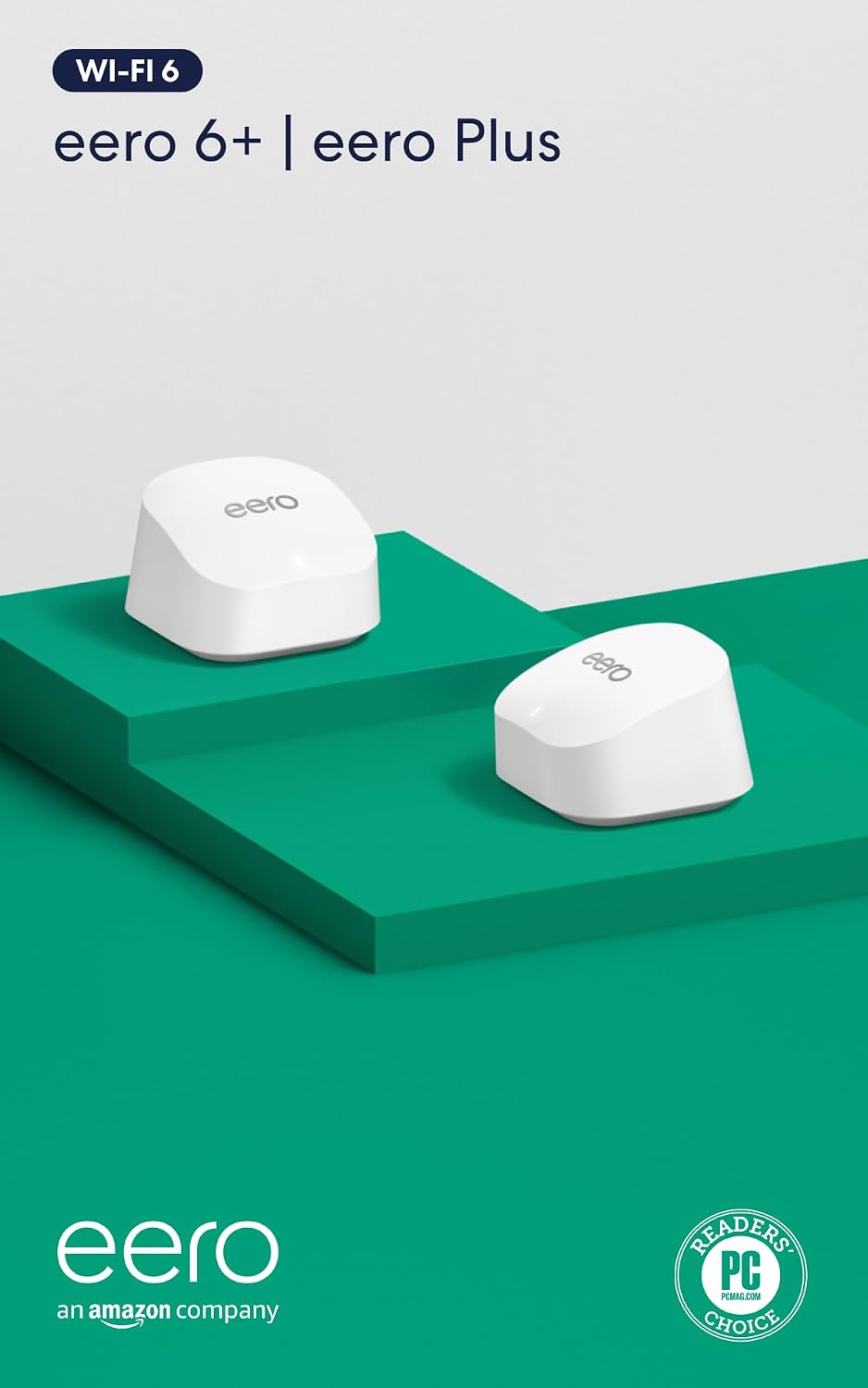 Amazon eero 6+ mesh wifi system - Supports internet plans up to a Gigabit, Coverage up to 4, 500 sq. ft, Connect 75+ devices, 3-pack