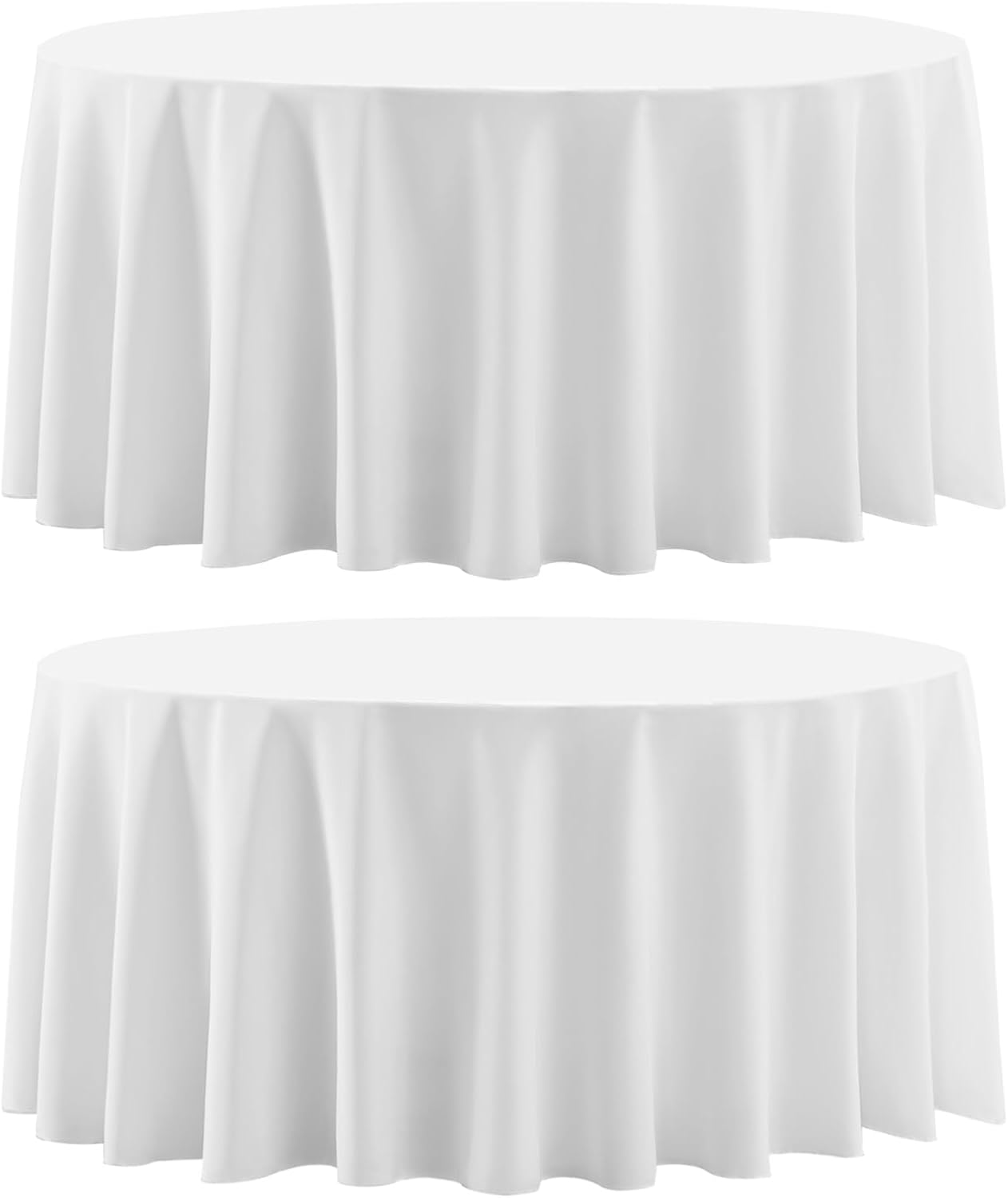 Aocoz Round Tablecloth 120 Inch 6 Pack White Tablecloths Washable Decorative Linen Polyester Table Clothes Cover for Dining Table Banquets Buffet