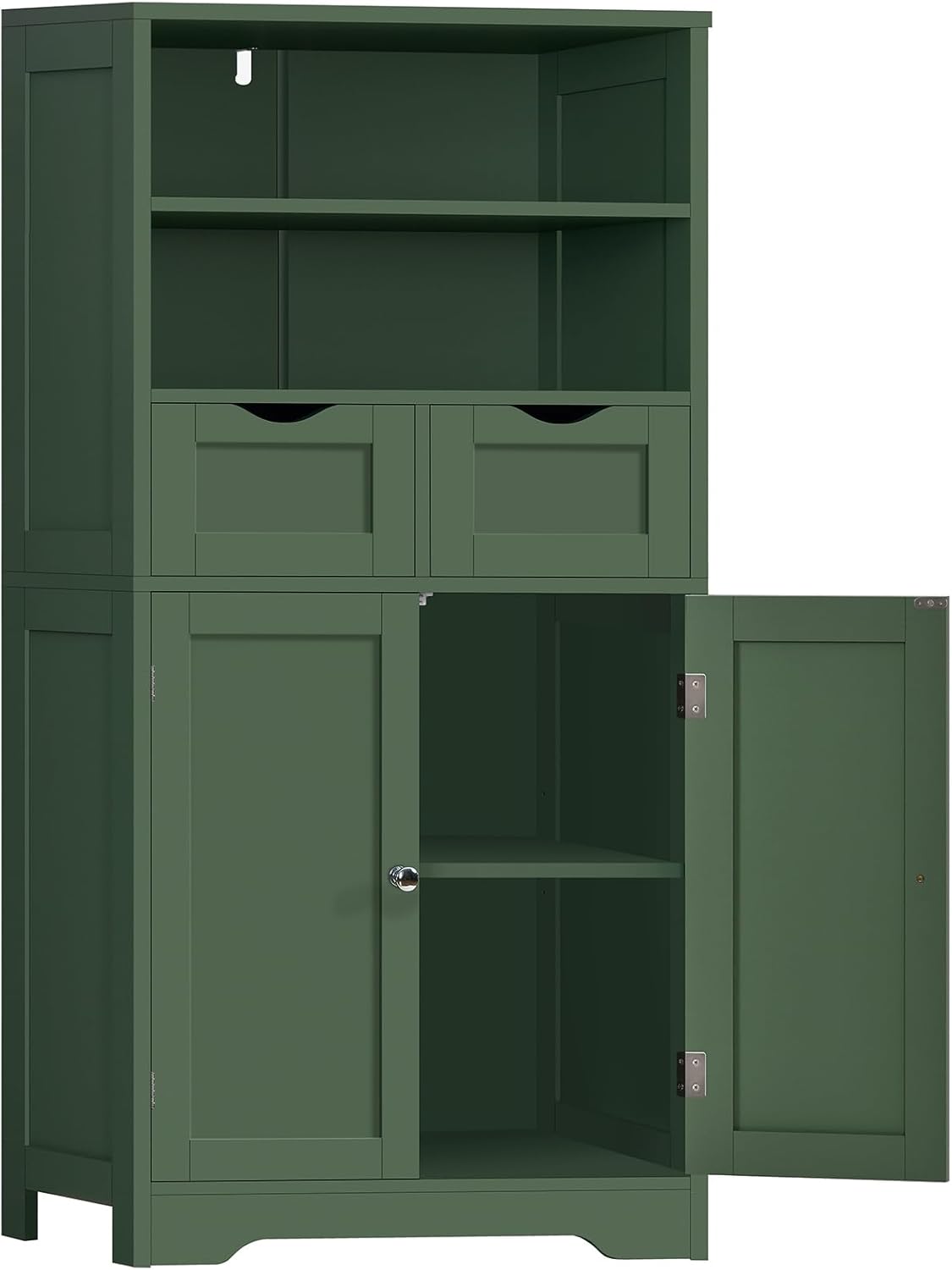 Iwell Storage Cabinet with 2 Drawers and Adjustable Shelves, Cupboard, Floor Cabinet for Living Room, Home Office, Rustic Brown