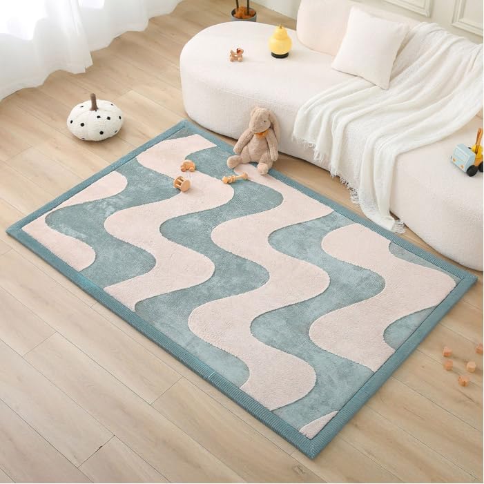 Hakuna Matte CloudSoft Mat for Floor 60" x 80" Beige, Coral Velvet high-density foam Rug - Non-Slip, Water-Resistant