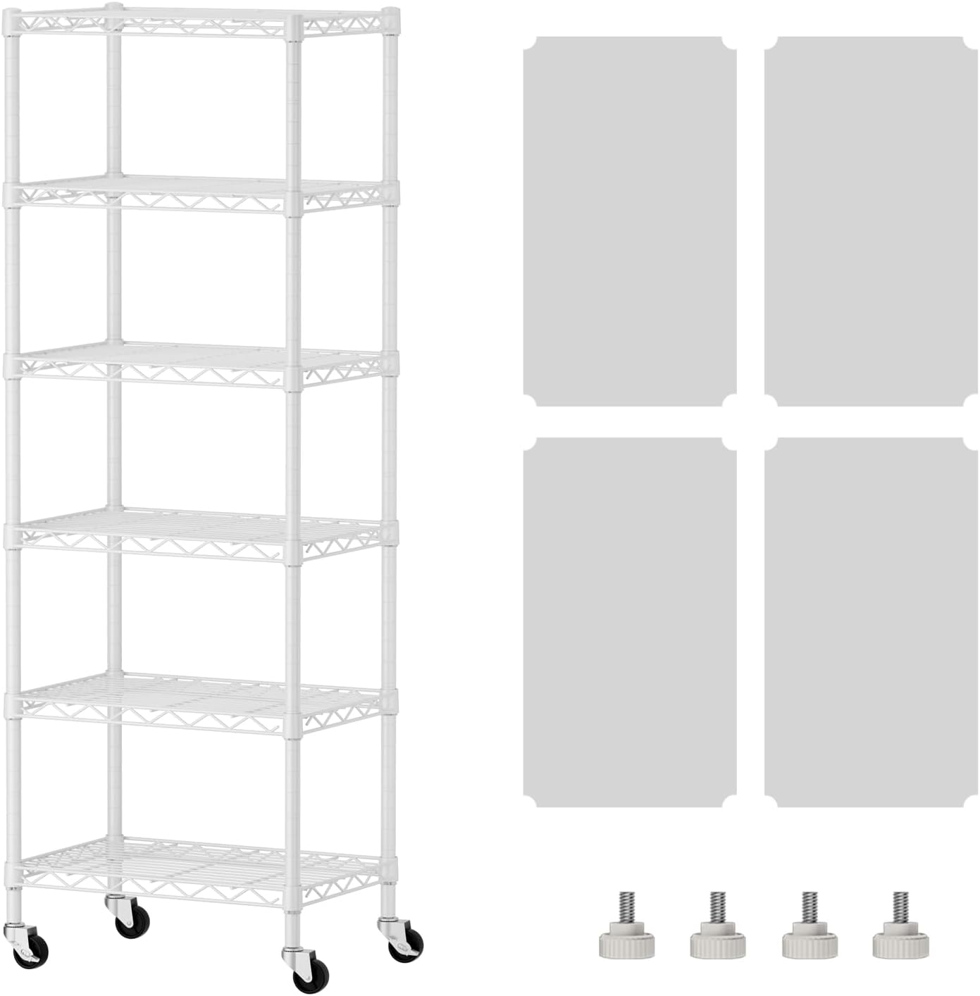 5 Shelves Storage Wire Shelf Closet Metal Shelving Pantry Wheels, Shelf Bathroom Organizers Metal Kitchen Garage Shelving Unit Laundry Room