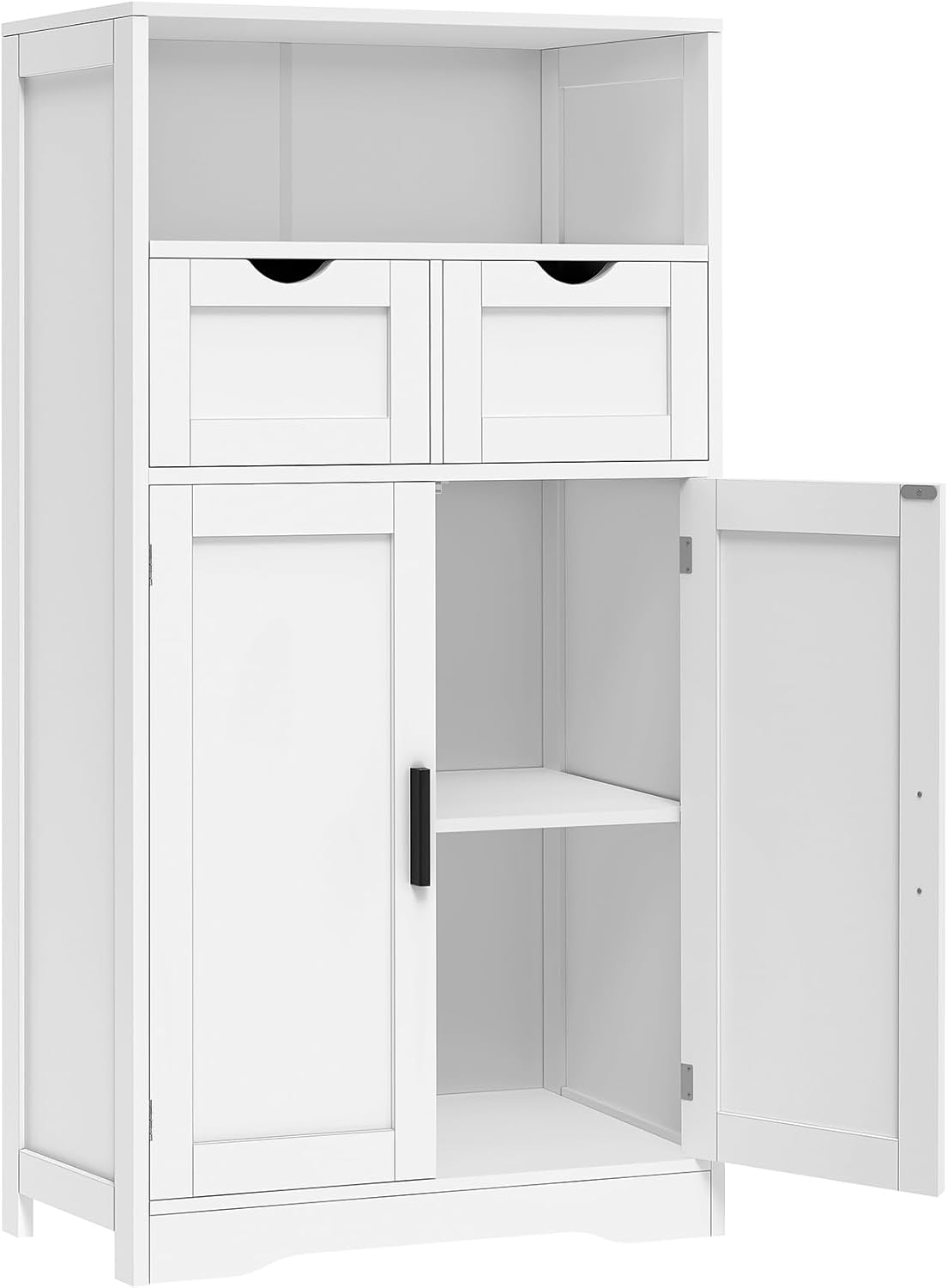 Iwell Storage Cabinet with 2 Drawers and Adjustable Shelves, Cupboard, Floor Cabinet for Living Room, Home Office, Rustic Brown