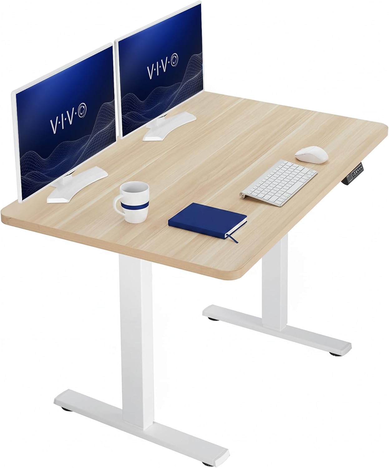 VIVO Electric 63 x 32 in Standing Desk, Memory Height Adjustment, 1B Series, Holds 220 lbs, Dark Walnut Top Black Frame, DESK-KIT-1B1D