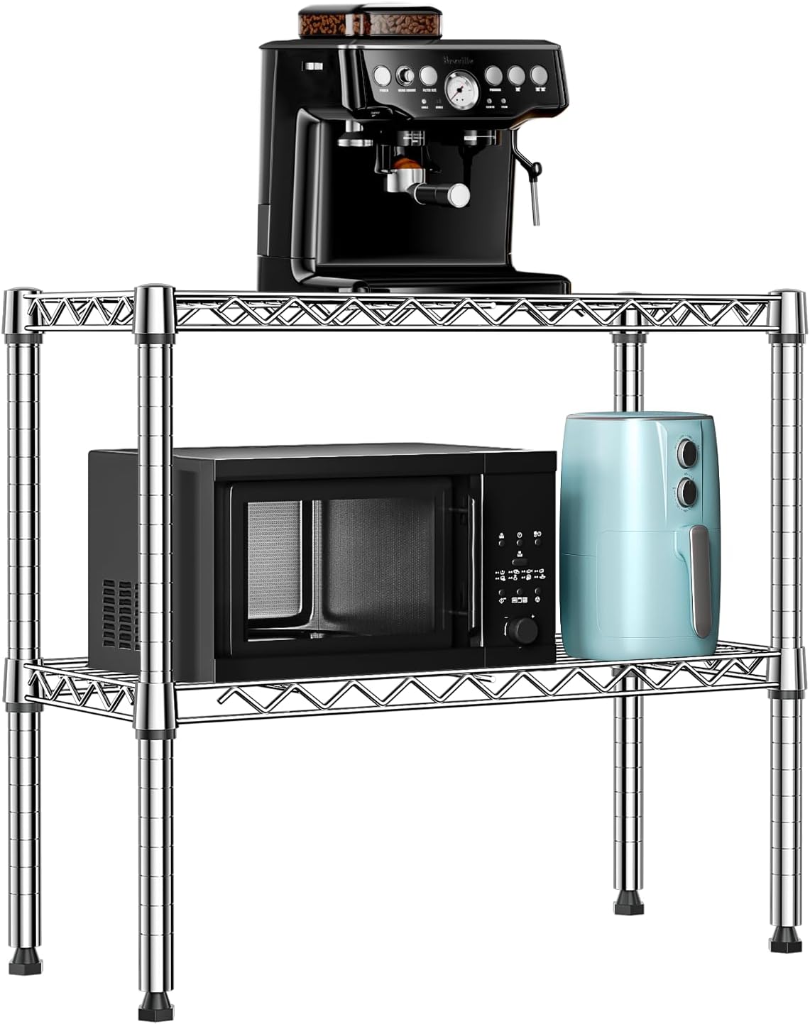 M MZG 1250 lbs 5 Tier Shelf Metal Storage Shelves Wire Rack Closet Organizers with Wheel for Garage Kitchen Bathroom Laundry Chrome 13.7" D x 23.6" W