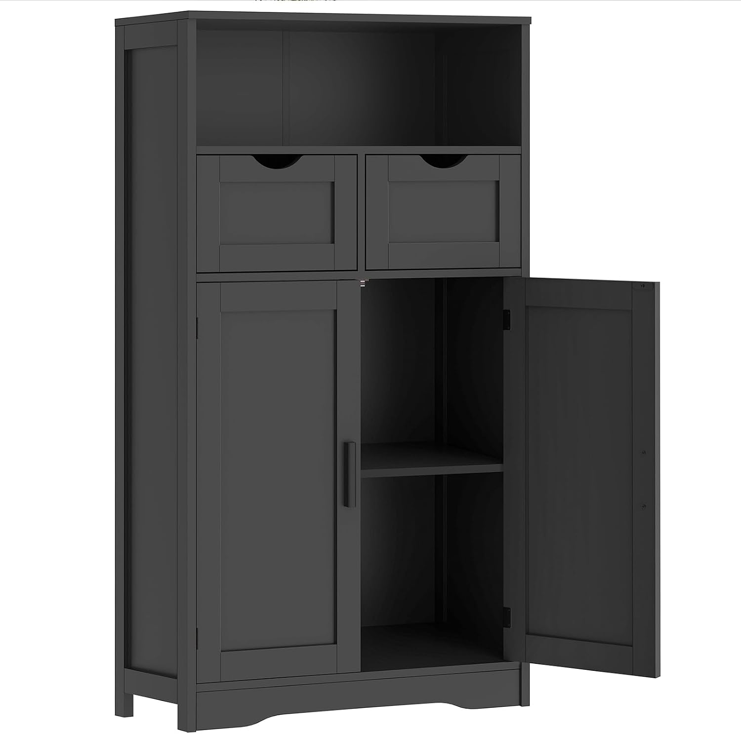 Iwell Storage Cabinet with 2 Drawers and Adjustable Shelves, Cupboard, Floor Cabinet for Living Room, Home Office, Rustic Brown