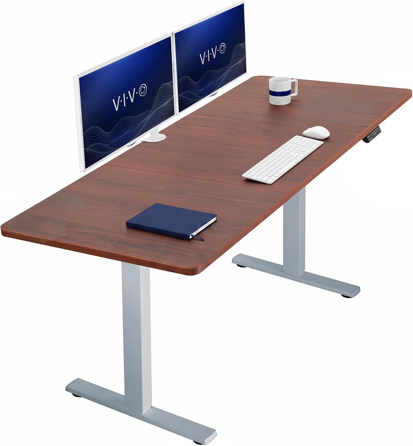 VIVO Electric 63 x 32 in Standing Desk, Memory Height Adjustment, 1B Series, Holds 220 lbs, Dark Walnut Top Black Frame, DESK-KIT-1B1D