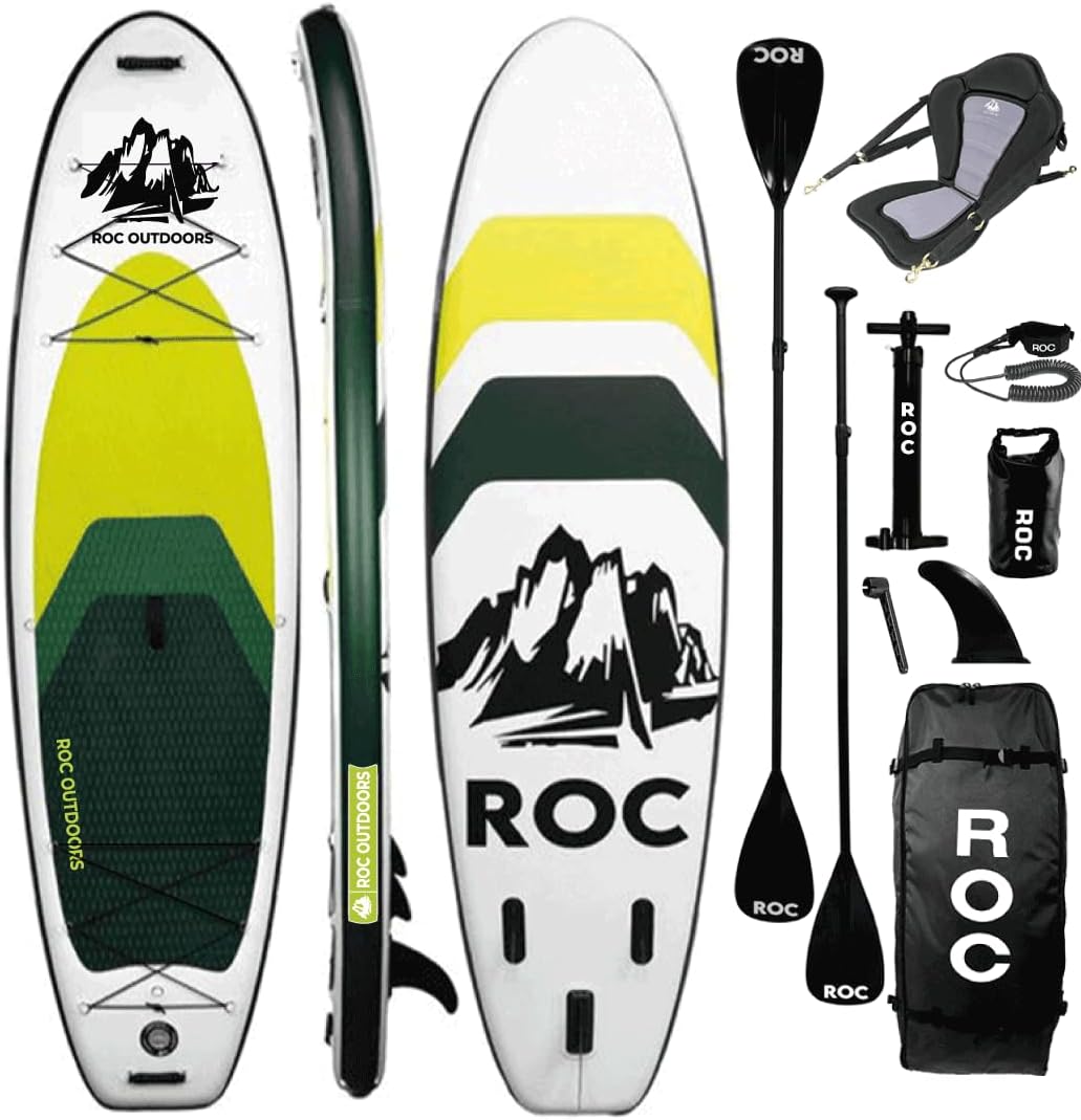 Roc Inflatable Stand Up Paddle Board 10' 6" with Premium SUP Paddle Board Accessories, Wide Stable Design, Non-Slip Comfort Deck for Youth and Adults