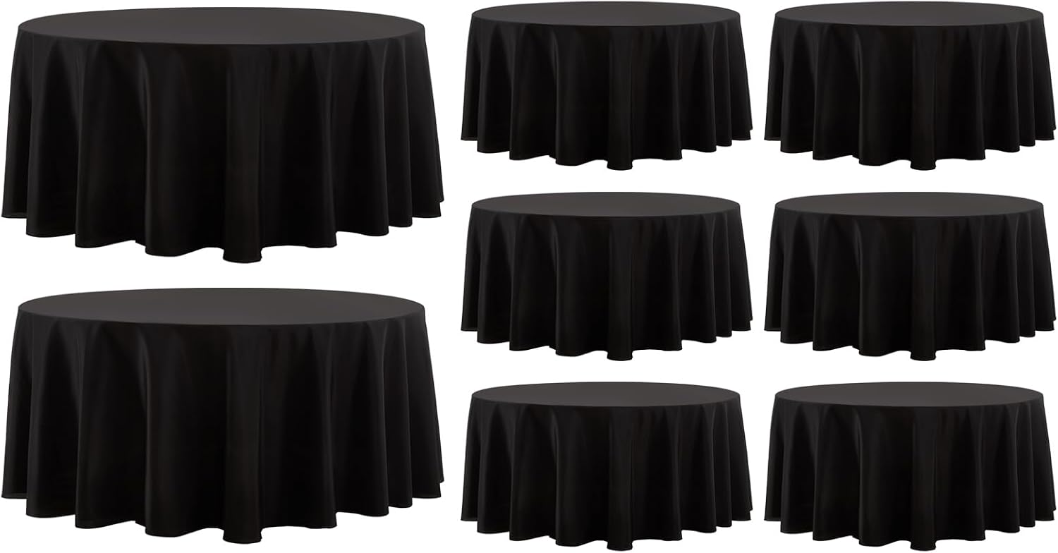 Aocoz Round Tablecloth 120 Inch 6 Pack White Tablecloths Washable Decorative Linen Polyester Table Clothes Cover for Dining Table Banquets Buffet