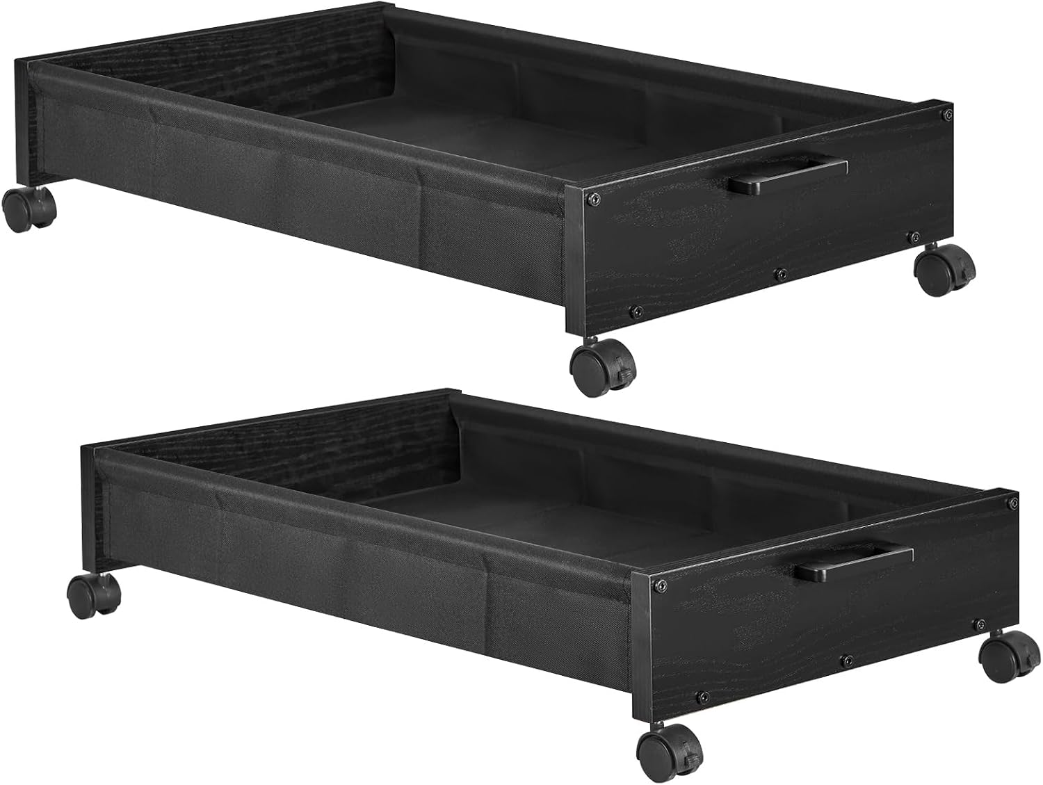 FOUCSSOMEI Under Bed Storage with Wheels, Wooden Under Bed Drawers On Wheels, Rolling Under Bed Shoe Storage, Space Saving, Rustic Brown, 90L
