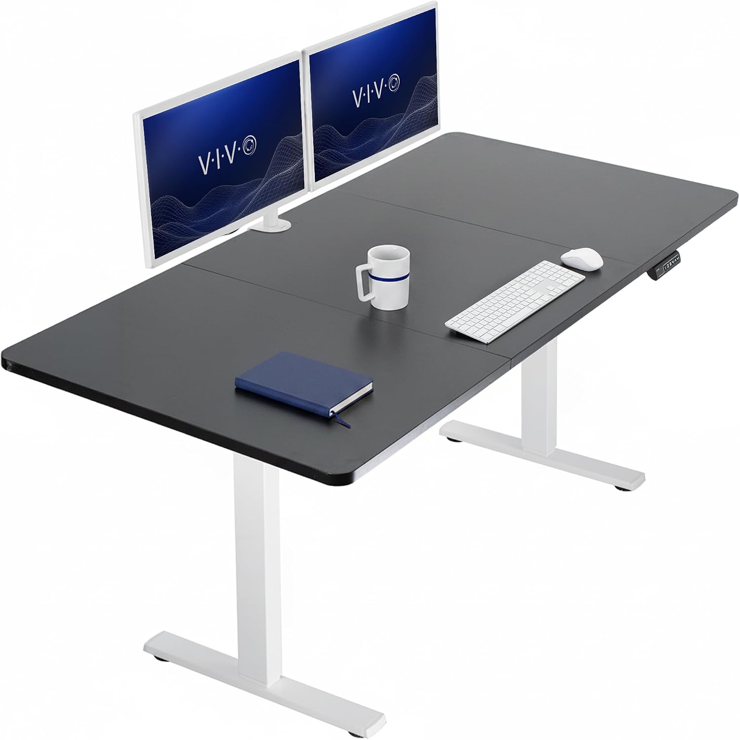 VIVO Electric 63 x 32 in Standing Desk, Memory Height Adjustment, 1B Series, Holds 220 lbs, Dark Walnut Top Black Frame, DESK-KIT-1B1D