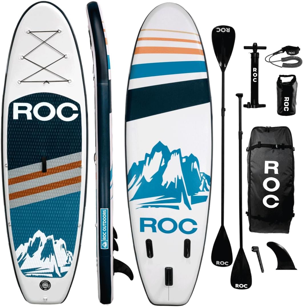 Roc Inflatable Stand Up Paddle Board 10' 6" with Premium SUP Paddle Board Accessories, Wide Stable Design, Non-Slip Comfort Deck for Youth and Adults