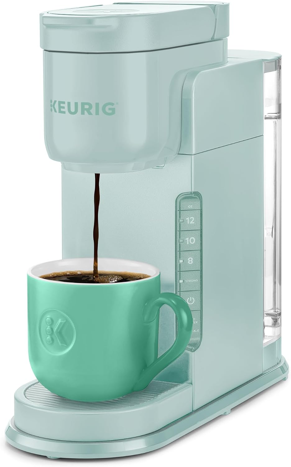 Keurig K-Express Single Serve K-Cup Pod Coffee Maker, 3 Brew Sizes, Strong Button Feature, 42oz Removable Reservoir, Mint, Strong Brew