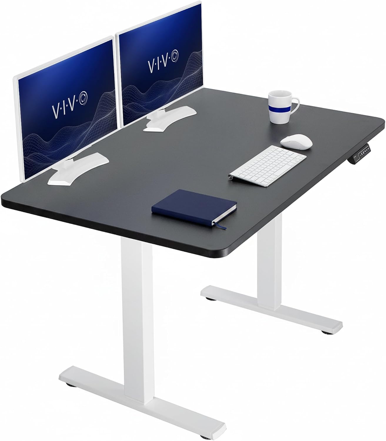 VIVO Electric 63 x 32 in Standing Desk, Memory Height Adjustment, 1B Series, Holds 220 lbs, Dark Walnut Top Black Frame, DESK-KIT-1B1D