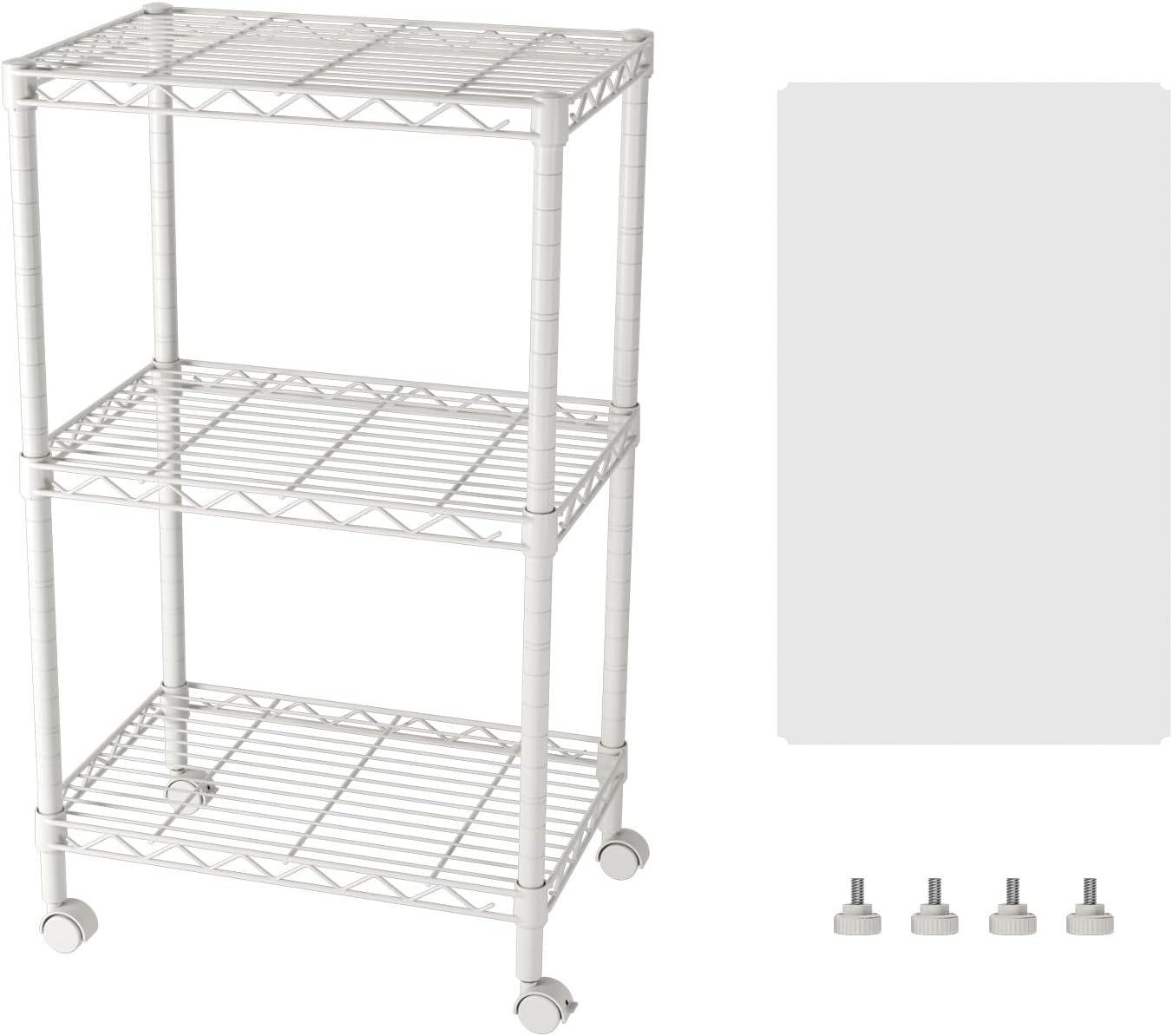 5 Shelves Storage Shelf Wire Shelving Unit Metal Adjustable Wheels, Small Shelf Storage with Wheels Organizers Closet Unit for Bathroom Laundry Room