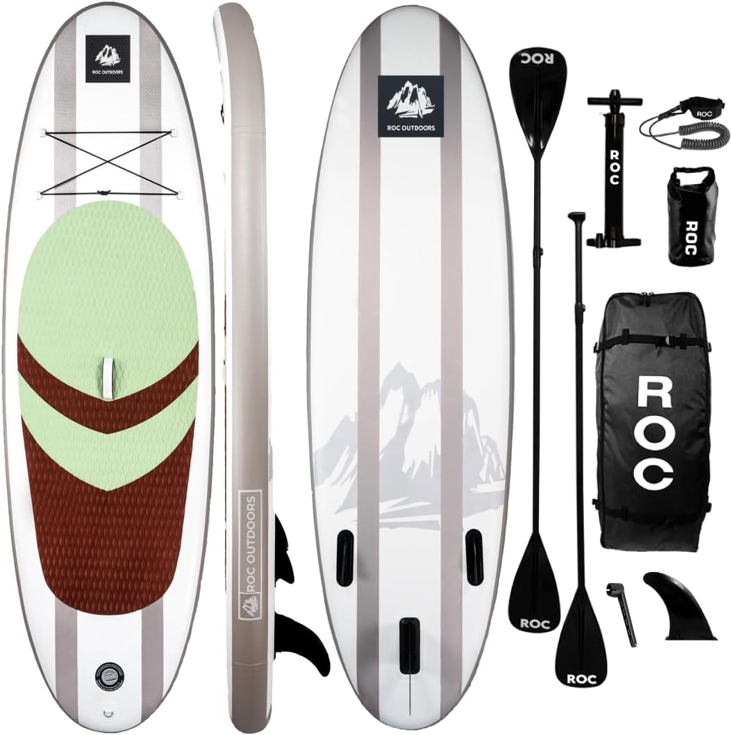 Roc Inflatable Stand Up Paddle Board 10' 6" with Premium SUP Paddle Board Accessories, Wide Stable Design, Non-Slip Comfort Deck for Youth and Adults