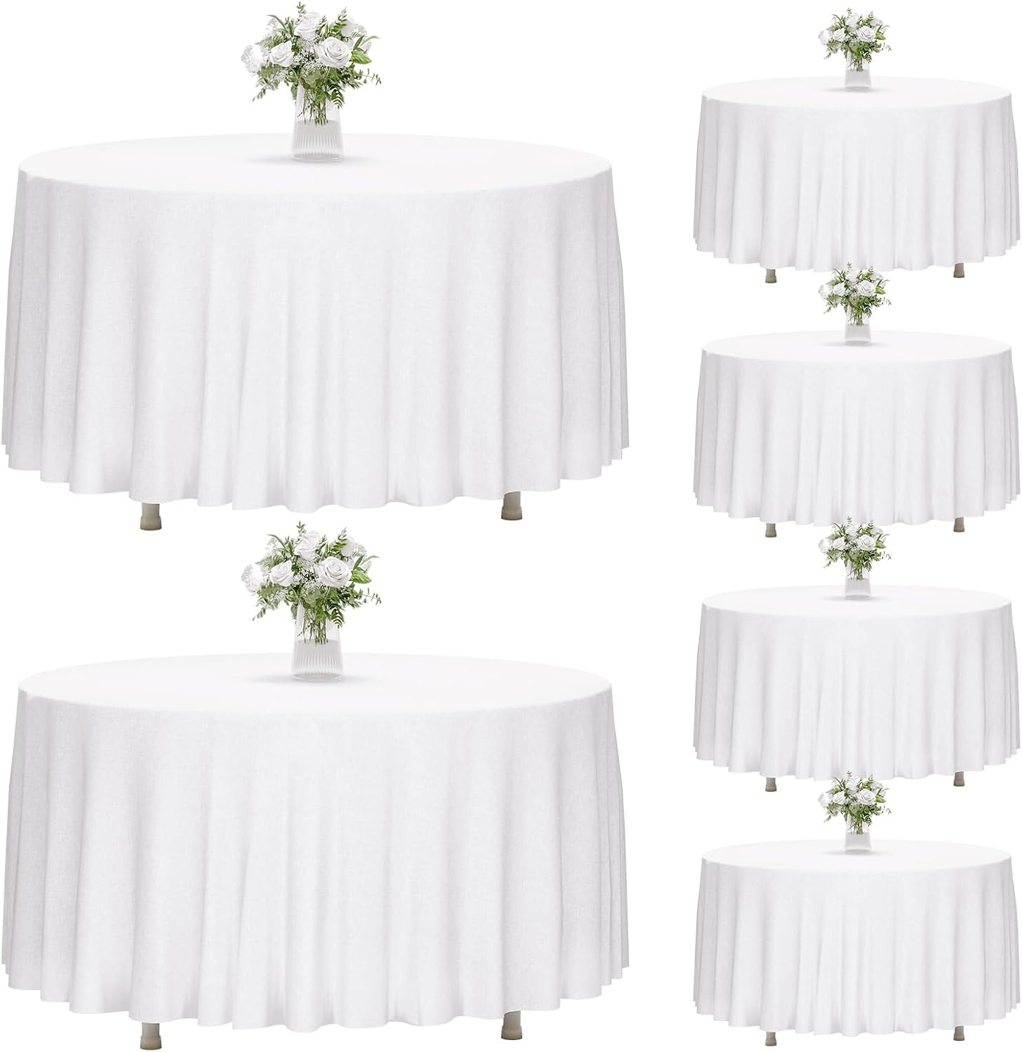 Fixwal 120 Inch Black Round Tablecloth, 6 Pack Round Table Cloth Polyester Fabric Washable Table Covers for New Year Decorations, Party, Banquet