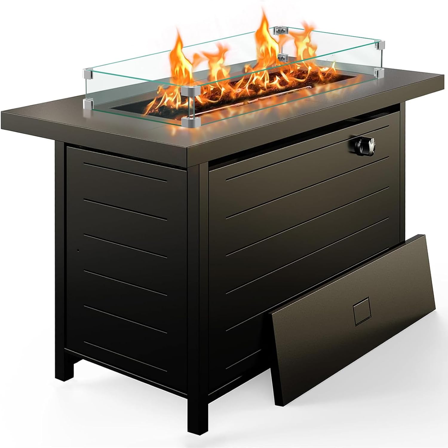 Ciays 28 Inch Propane Fire Pit CSA-Listed Outdoor Fire Pit Table, 50, 000 BTU Steel Gas Fire Pits with Lid and Lava Rock