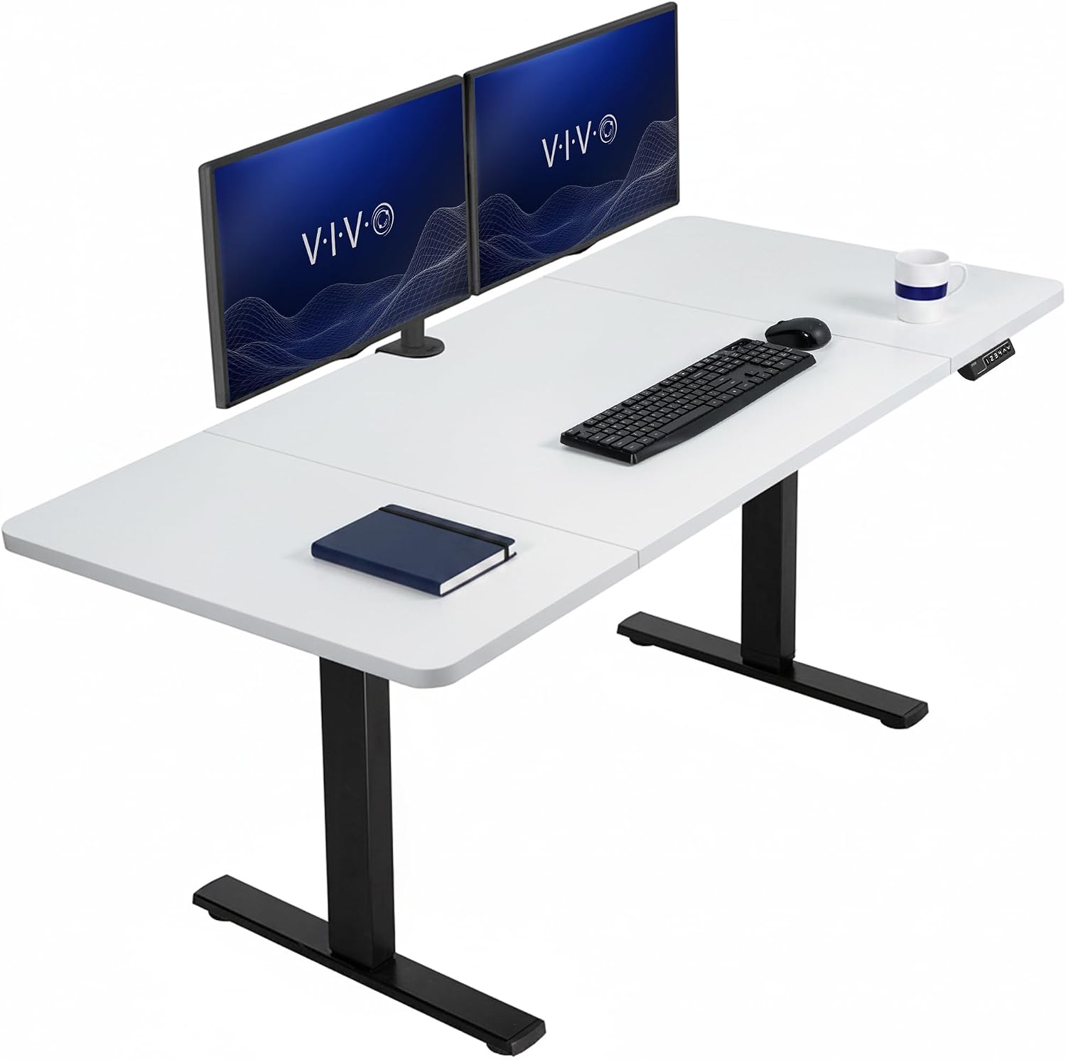 VIVO Electric 63 x 32 in Standing Desk, Memory Height Adjustment, 1B Series, Holds 220 lbs, Dark Walnut Top Black Frame, DESK-KIT-1B1D