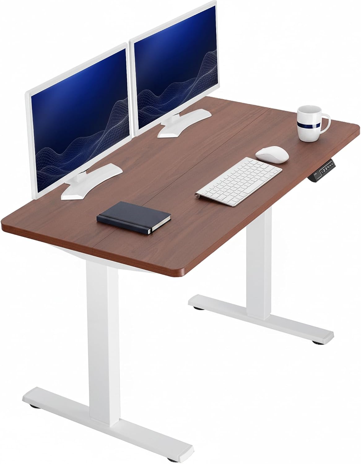 VIVO Electric 63 x 32 in Standing Desk, Memory Height Adjustment, 1B Series, Holds 220 lbs, Dark Walnut Top Black Frame, DESK-KIT-1B1D