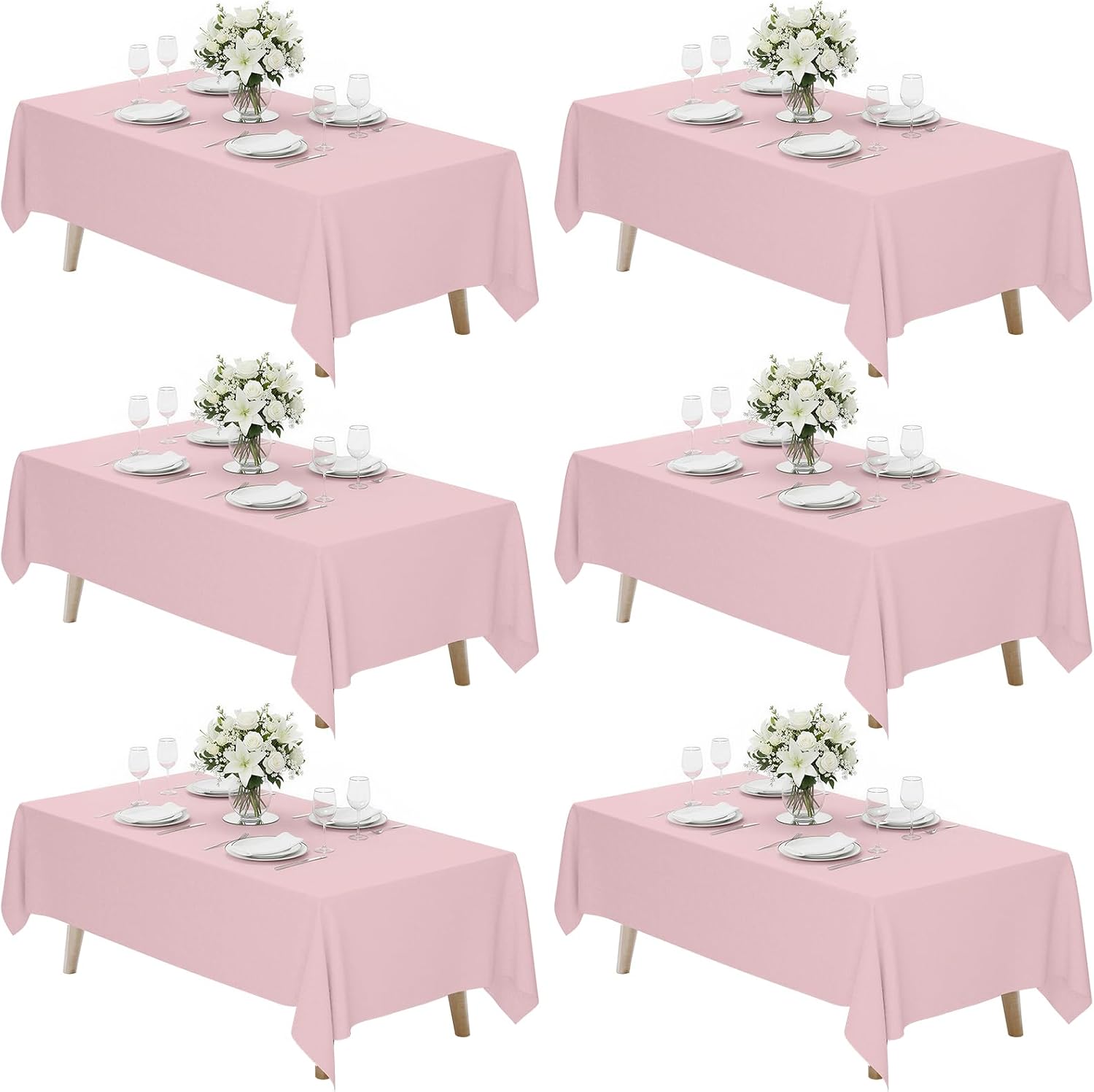 Fixwal 120 Inch Black Round Tablecloth, 6 Pack Round Table Cloth Polyester Fabric Washable Table Covers for New Year Decorations, Party, Banquet