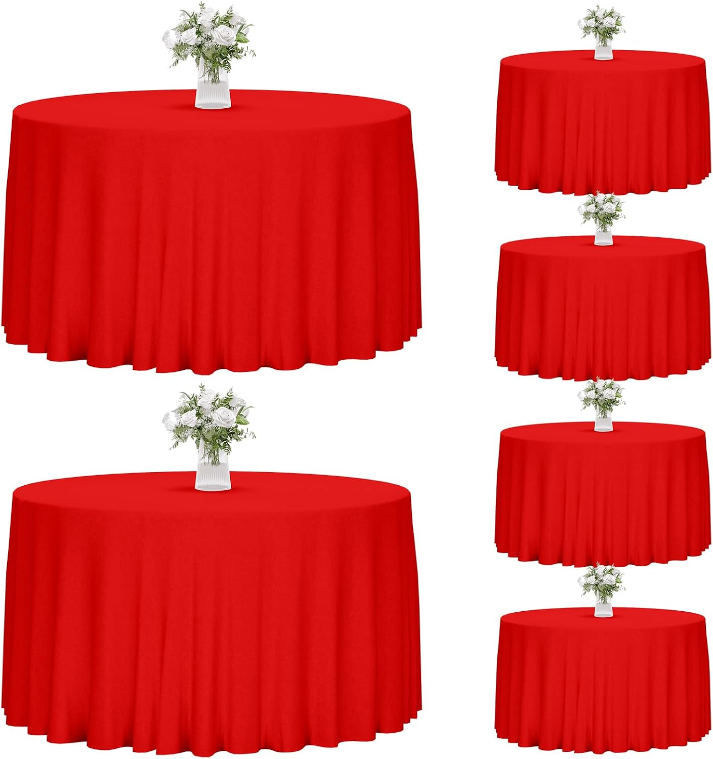Fixwal 120 Inch Black Round Tablecloth, 6 Pack Round Table Cloth Polyester Fabric Washable Table Covers for New Year Decorations, Party, Banquet