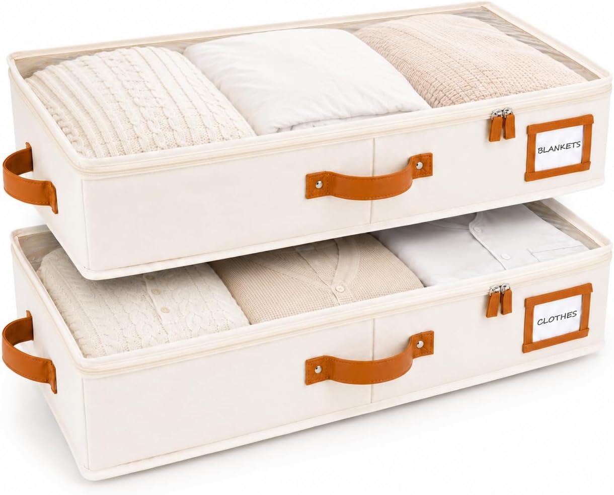 HOMELUX THEORY 2pc Under Bed Storage Containers, Bedroom Under the Bed Drawer Storage Organizer with Bins and Lids