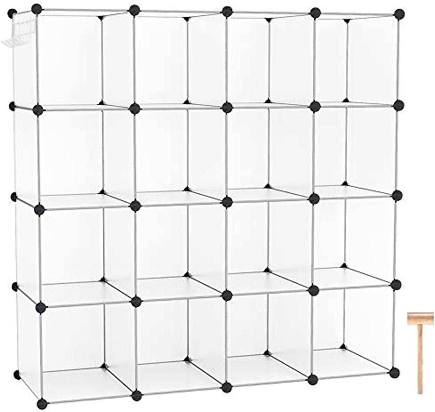 C&AHOME Cube Storage Organizer, 16-Cube Shelves Units, Plastic Storage Cubes, DIY Closet Organizer, Modular Closet Storage Shelves for Home, Bedroom
