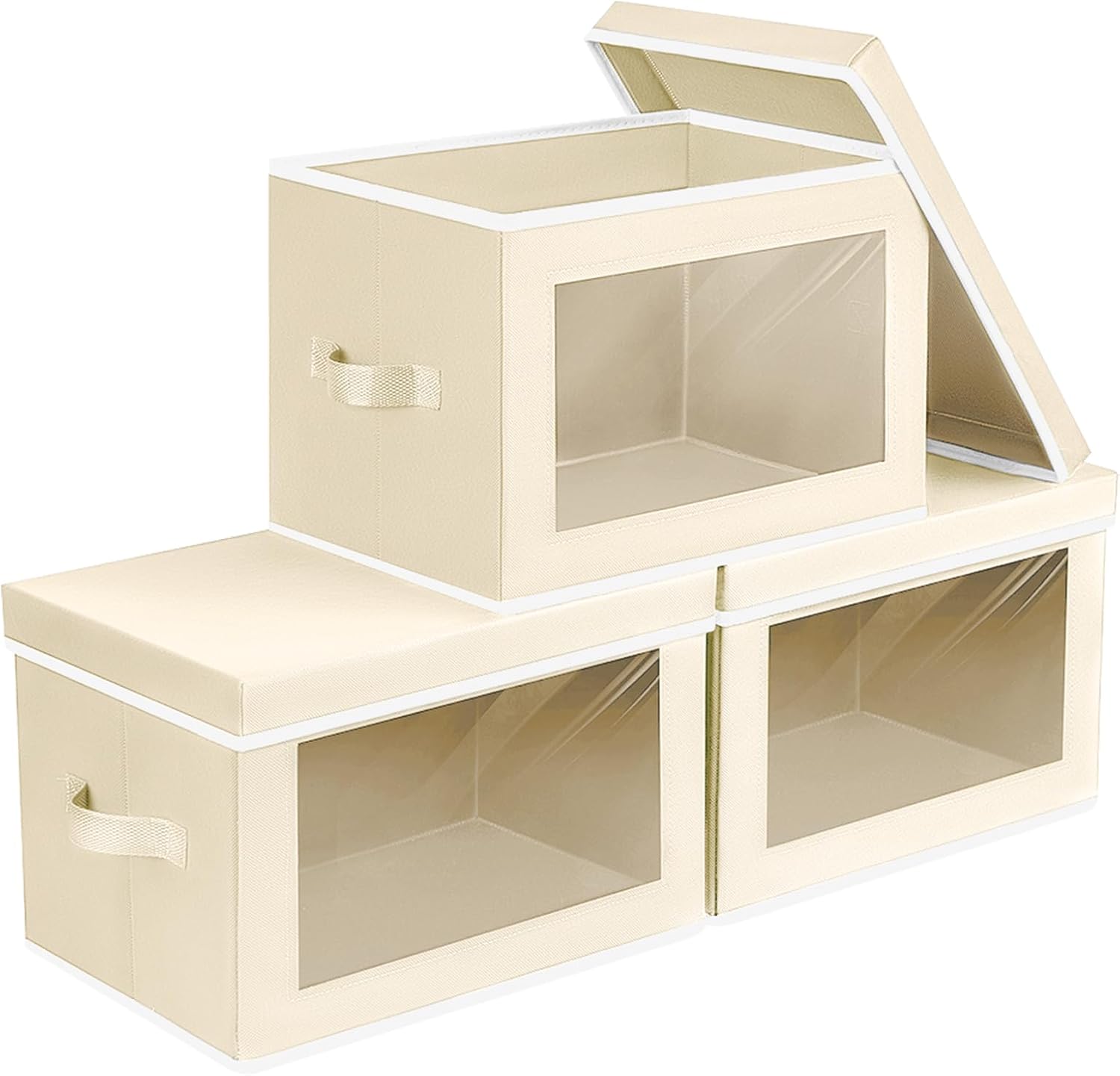 Homsorout Storage Bins with Lids - Large Decorative Basket with Lids, Fabric Foldable Closet Organizer Bins, Stackable Shelf Organizer for Living Room