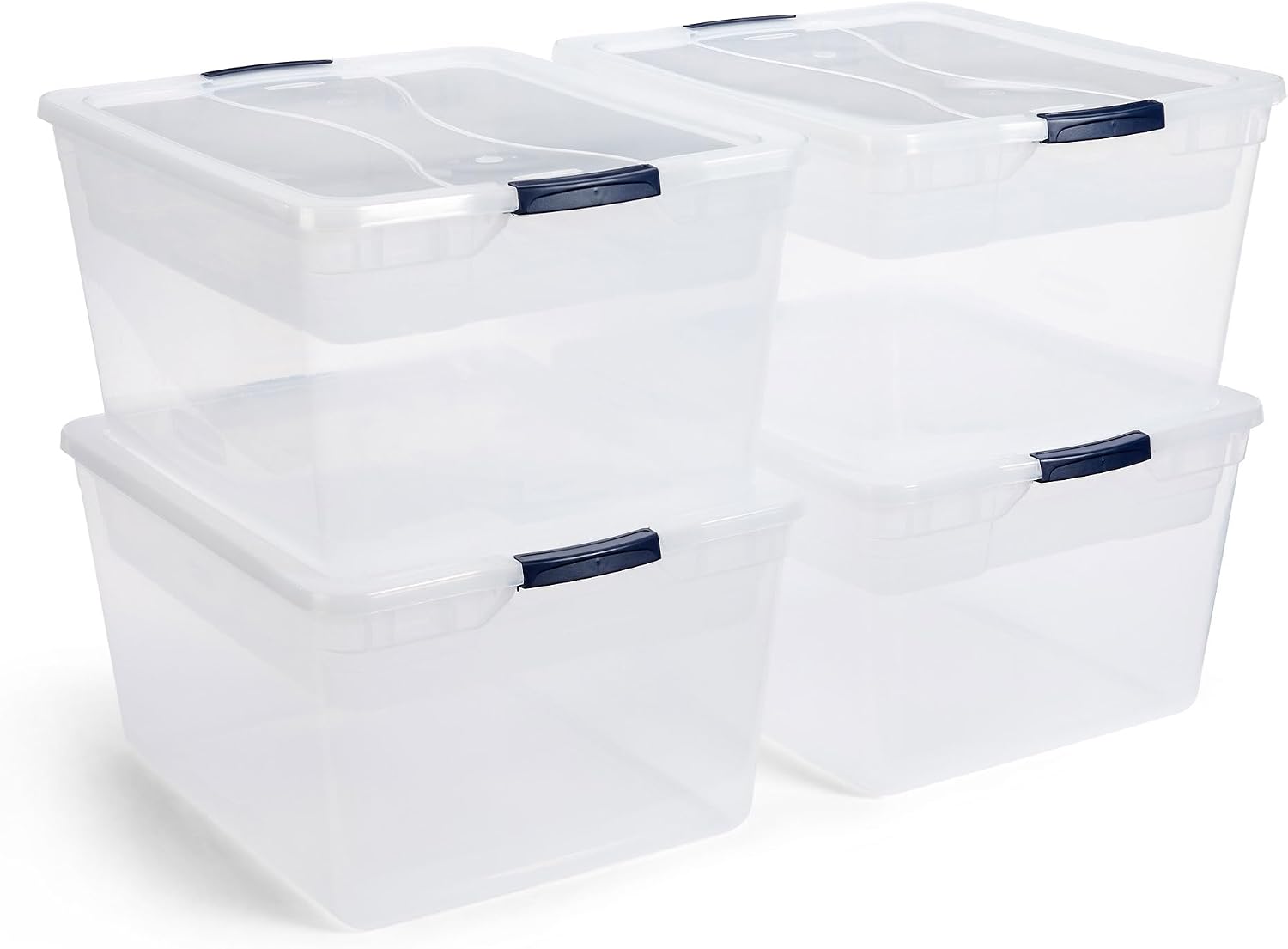 Rubbermaid Cleverstore 95 Qt Clear Storage Bins with Lids, 4-Pack, Stackable, BPA-Free, Made in USA