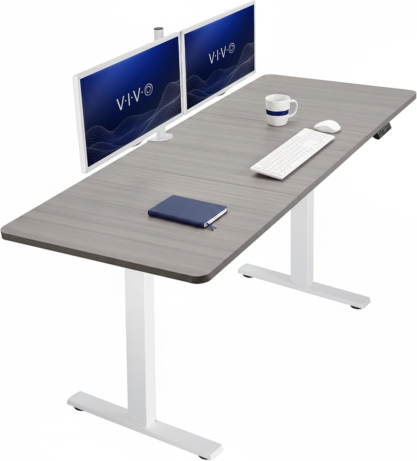 VIVO Electric 63 x 32 in Standing Desk, Memory Height Adjustment, 1B Series, Holds 220 lbs, Dark Walnut Top Black Frame, DESK-KIT-1B1D