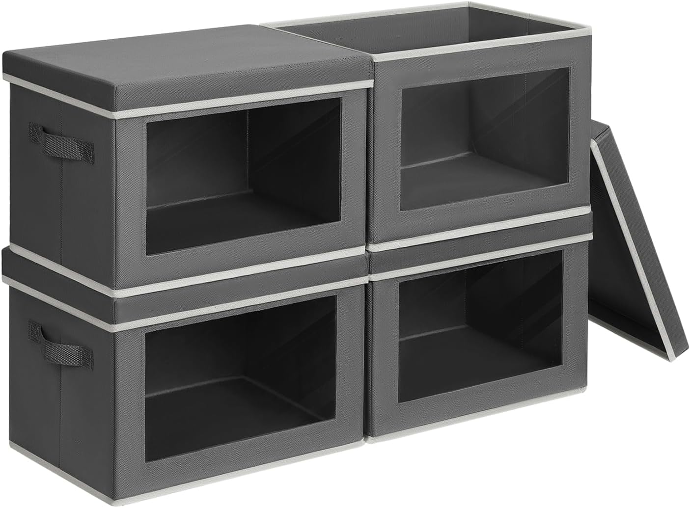 Homsorout Storage Bins with Lids - Large Decorative Basket with Lids, Fabric Foldable Closet Organizer Bins, Stackable Shelf Organizer for Living Room