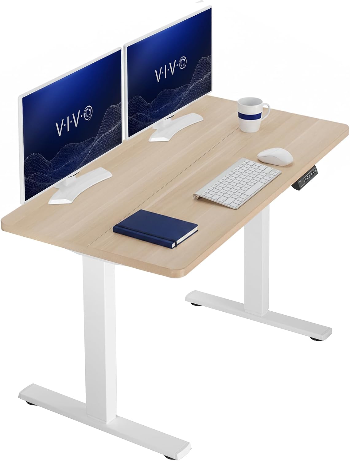 VIVO Electric 63 x 32 in Standing Desk, Memory Height Adjustment, 1B Series, Holds 220 lbs, Dark Walnut Top Black Frame, DESK-KIT-1B1D