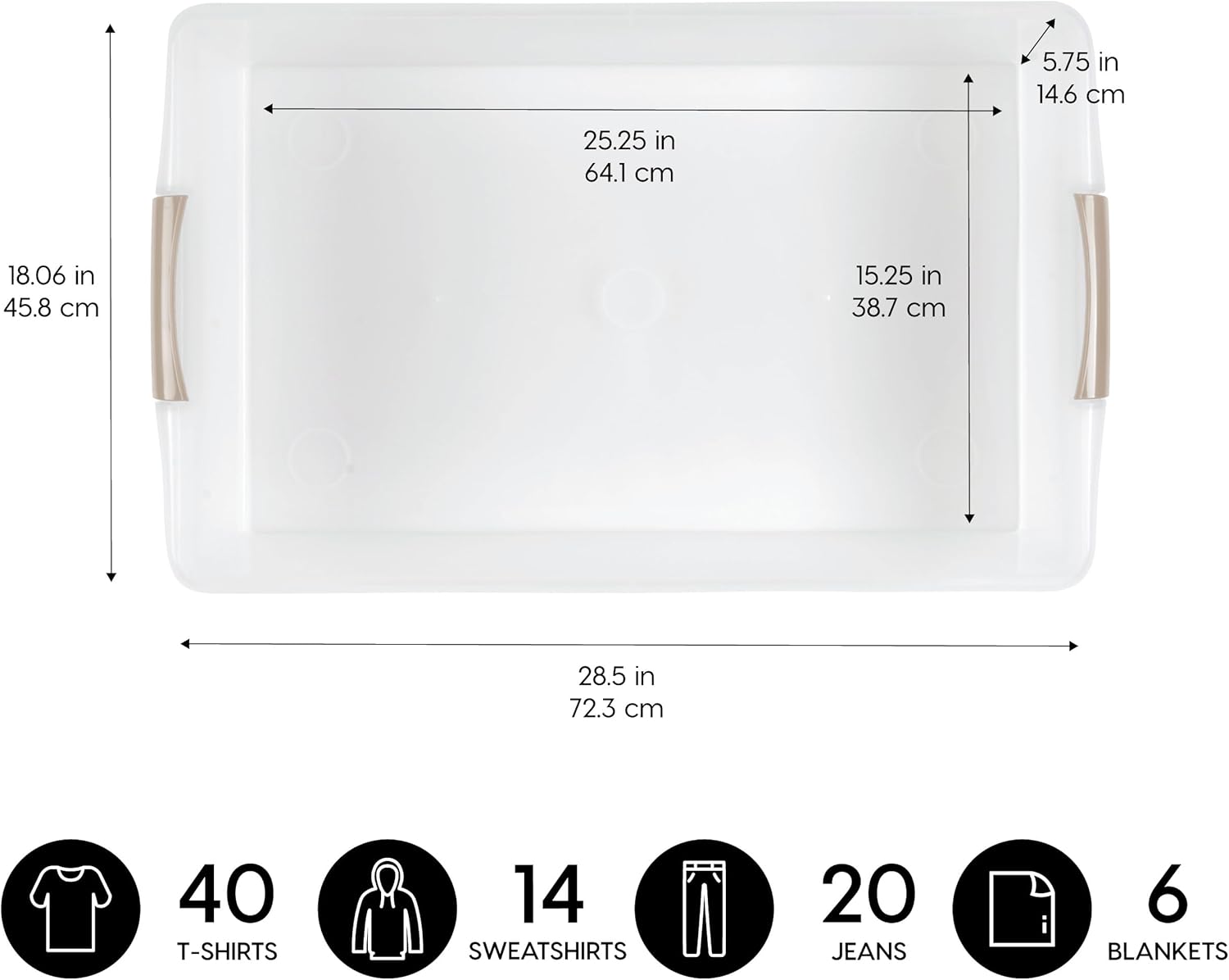 IRIS USA 50 Qt. Long Under Bed Storage Bin with Lids, Clear, Store seasonal clothing, shoes, blankets