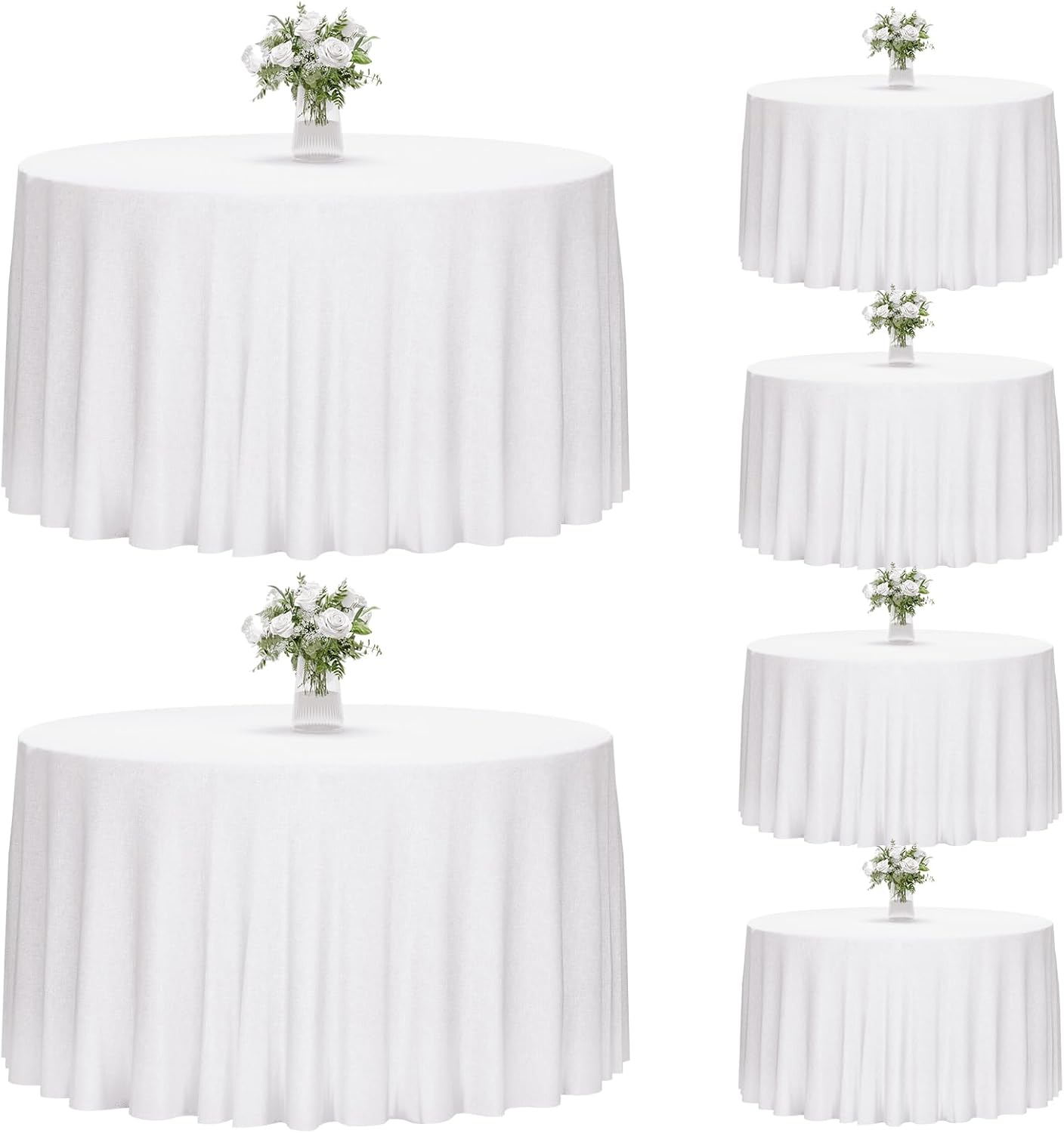 Fixwal 120 Inch Black Round Tablecloth, 6 Pack Round Table Cloth Polyester Fabric Washable Table Covers for New Year Decorations, Party, Banquet
