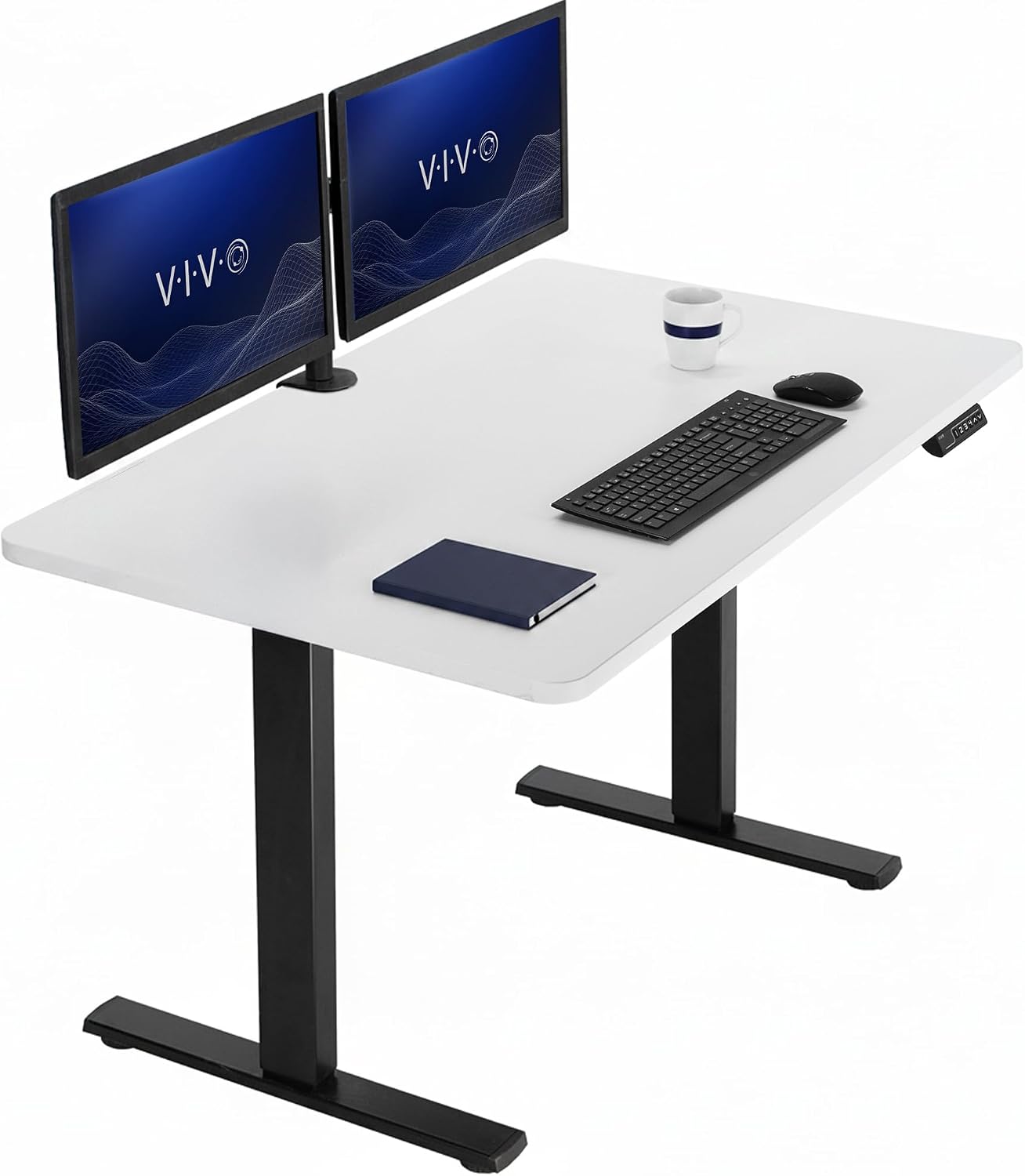 VIVO Electric 63 x 32 in Standing Desk, Memory Height Adjustment, 1B Series, Holds 220 lbs, Dark Walnut Top Black Frame, DESK-KIT-1B1D