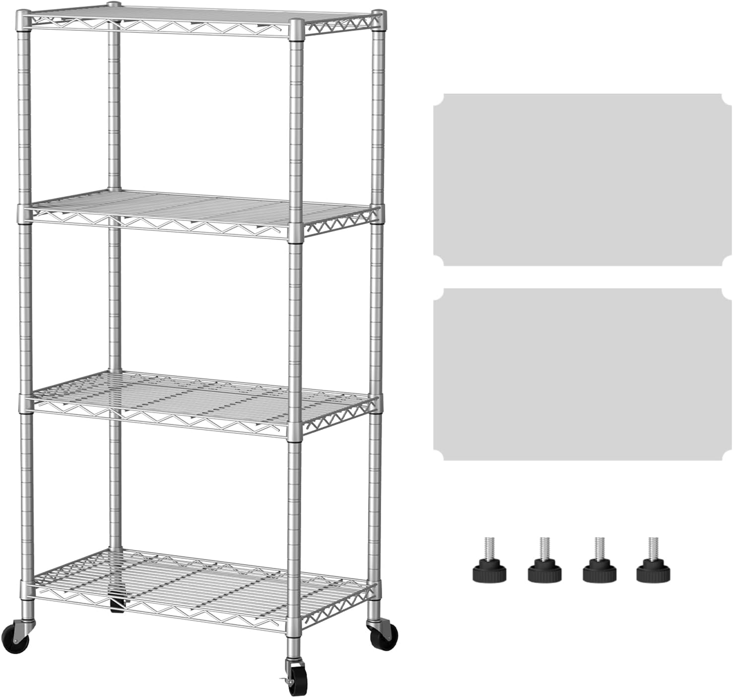 5 Shelves Storage Shelf Wire Shelving Unit Metal Adjustable Wheels, Small Shelf Storage with Wheels Organizers Closet Unit for Bathroom Laundry Room