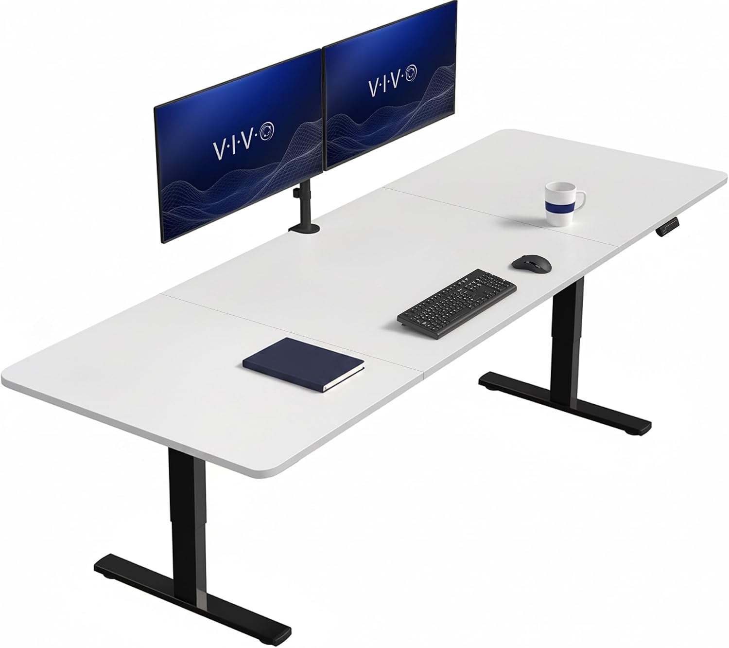 VIVO Electric 63 x 32 in Standing Desk, Memory Height Adjustment, 1B Series, Holds 220 lbs, Dark Walnut Top Black Frame, DESK-KIT-1B1D