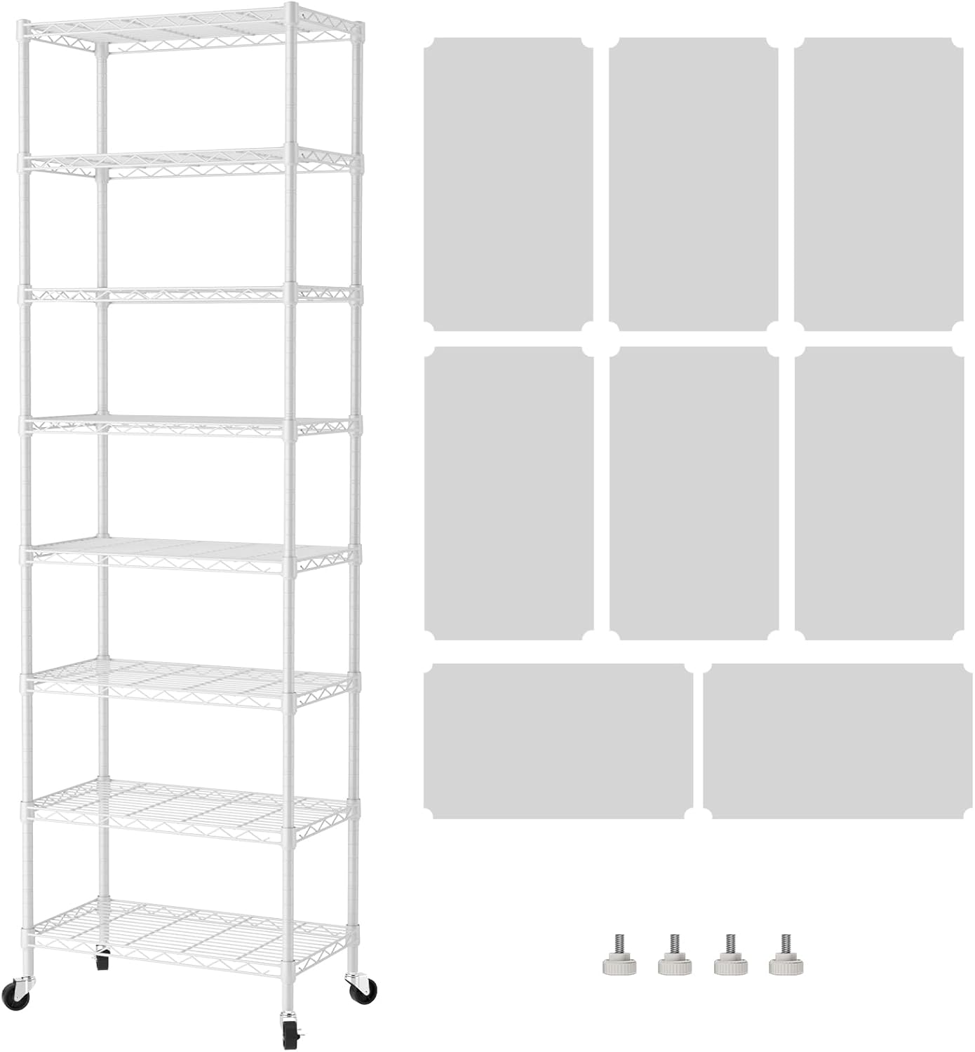 5 Shelves Storage Wire Shelf Closet Metal Shelving Pantry Wheels, Shelf Bathroom Organizers Metal Kitchen Garage Shelving Unit Laundry Room