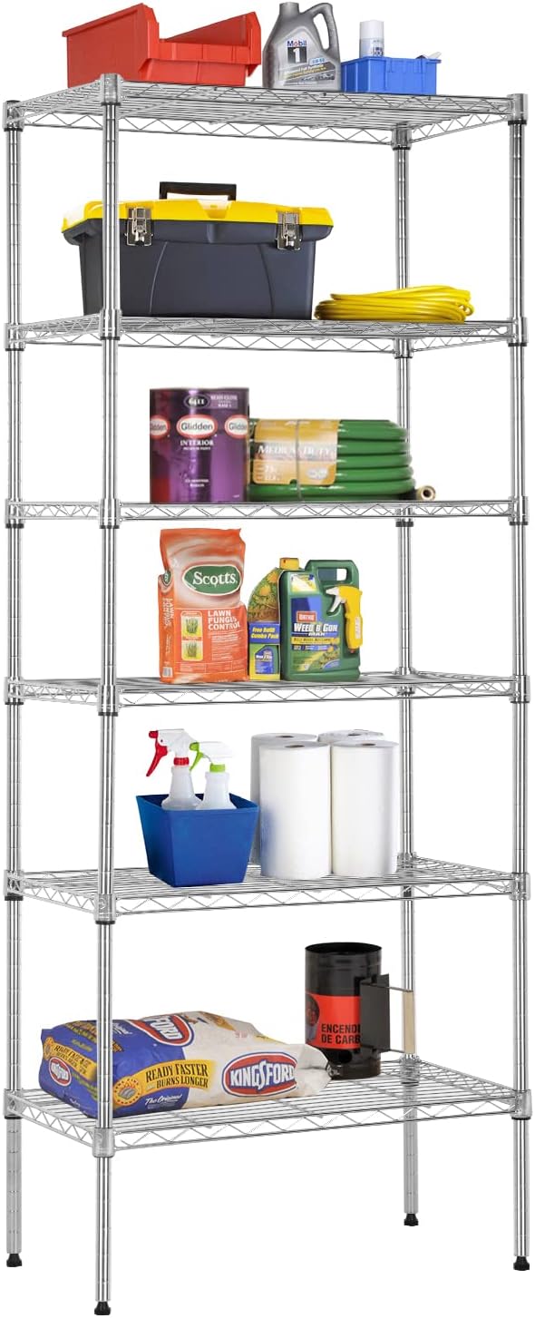 BestOffice, 4-Tier Wire Storage Shelves, 36x14x54, Black, with Adjustable Racks, Heavy-Duty Metal Shelf, Holds Up to 1000 lbs, No-Tool Assembly