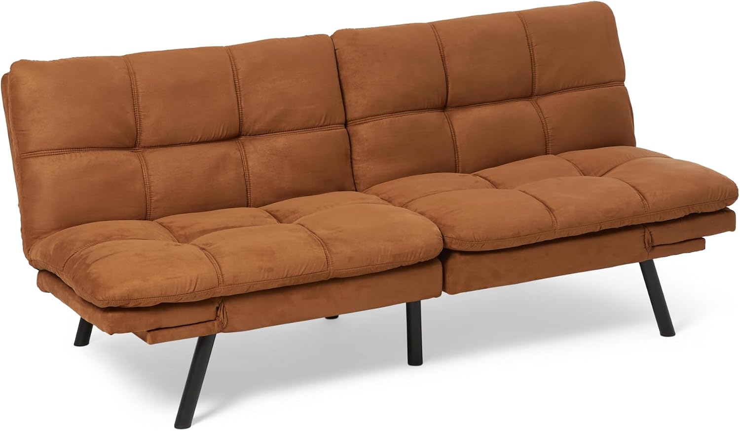 Amazon Basics Convertible Loveseat Sofa Bed with Memory Foam, Adjustable Positions, Linen Fabric, Modern Sleeper for Small Living Room, Office