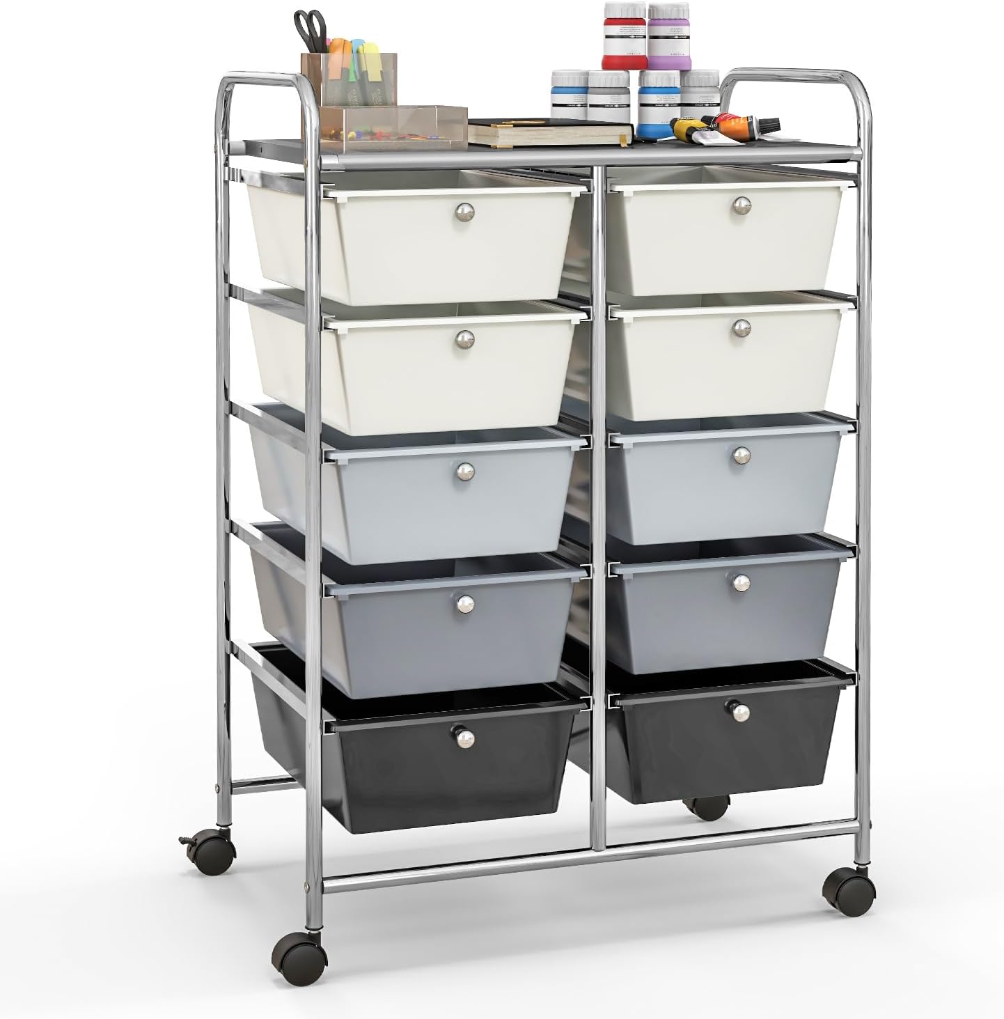 Giantex 15 Drawer Rolling Storage Cart Tools Scrapbook Paper Office School Organizer, Multicolor
