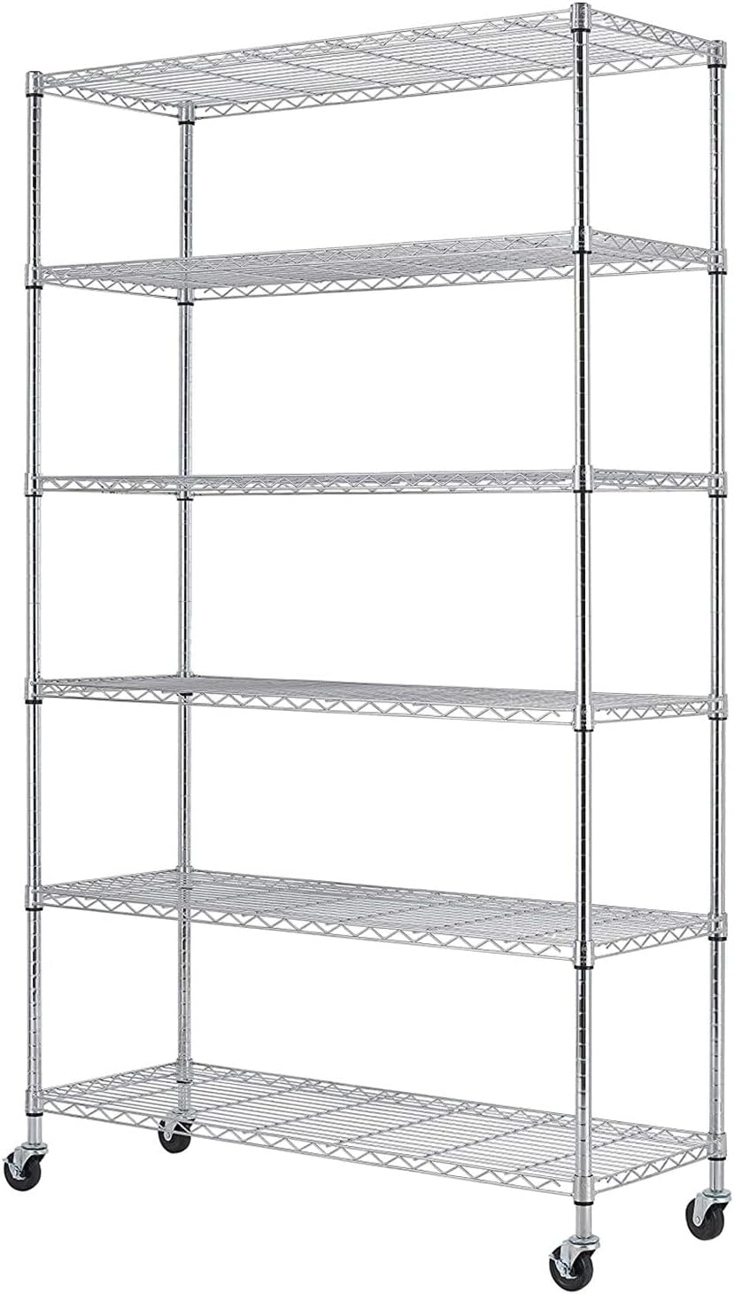 BestOffice, 4-Tier Wire Storage Shelves, 36x14x54, Black, with Adjustable Racks, Heavy-Duty Metal Shelf, Holds Up to 1000 lbs, No-Tool Assembly