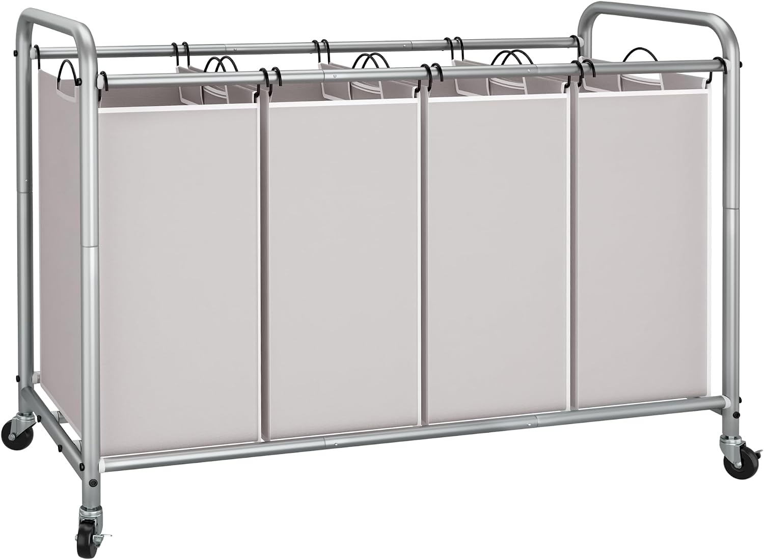STORAGE MANIAC 3 Section Laundry Sorter, 35.6 Gal (135 L) Laundry Hamper Cart with Heavy Duty Rolling Lockable Wheels and Removable Bags