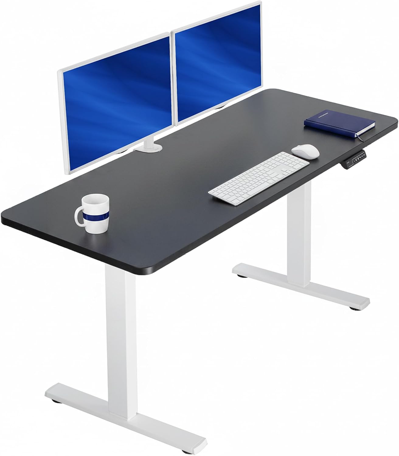 VIVO Electric 63 x 32 in Standing Desk, Memory Height Adjustment, 1B Series, Holds 220 lbs, Dark Walnut Top Black Frame, DESK-KIT-1B1D